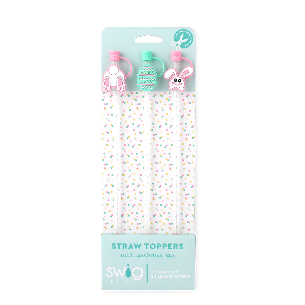 Easter Bunny Trail Straw Topper Set - Fun Pastel Drink Decorations for Kids' Parties, Easter Celebrations & Spring Gatherings