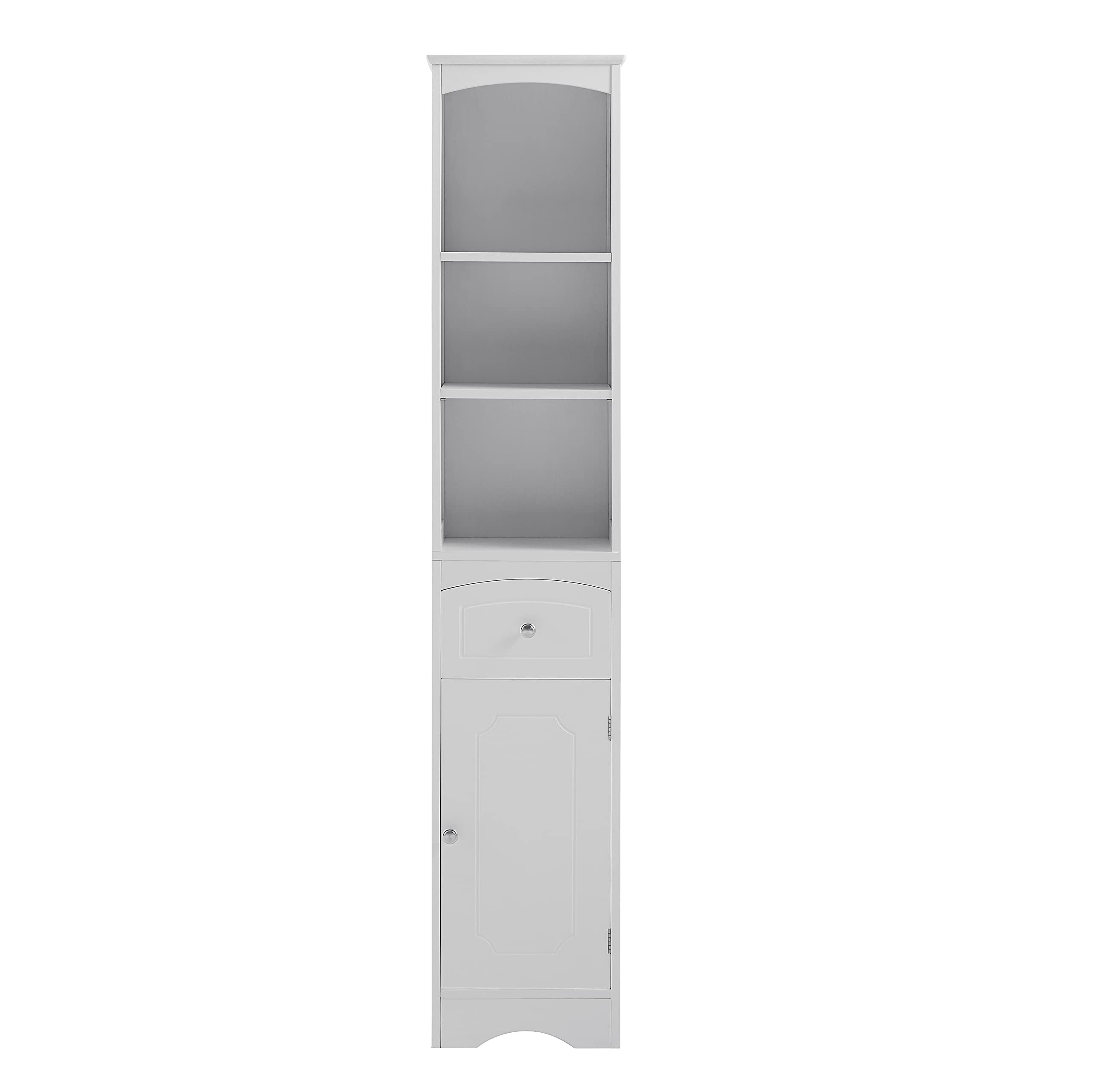 Mbolyeer Bathroom Storage Cabinet - Tall Freestanding Organizer with Door & Drawer, Slim Narrow Tower Cabinet with Adjustable Shelves for Bathroom, Bedroom, Home Office - White (Perfect for Small Spaces & Apartment Living)