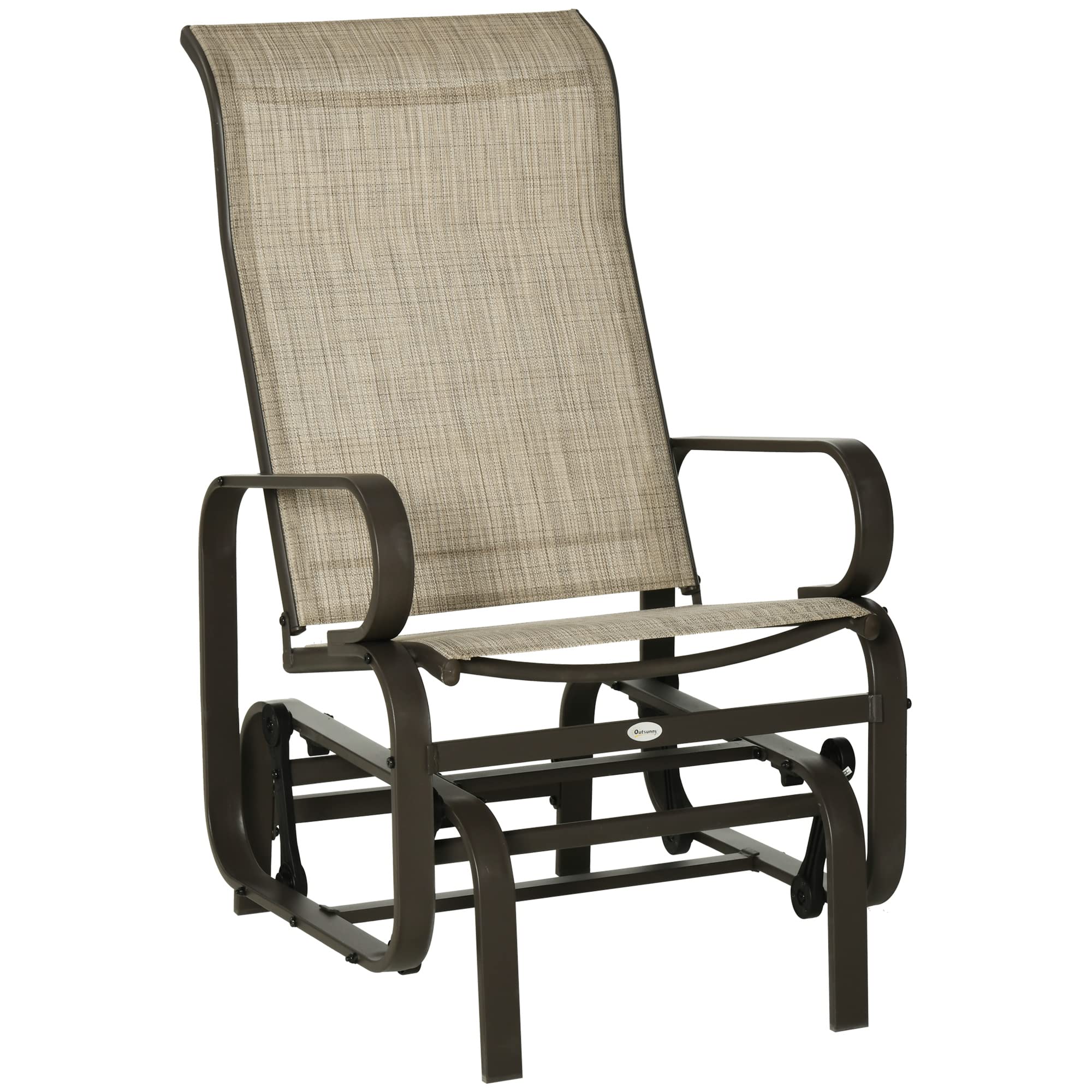 Outsunny Outdoor Glider Chair - Patio Rocking Chair with Smooth Swing Motion, Lightweight & Durable for Backyard, Garden, Deck - Tan (Perfect for Relaxing, Reading & Enjoying Outdoor Spaces)