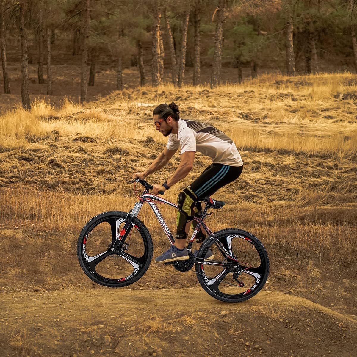 26-Inch Mountain Bike for Adults - High-Strength Aluminum/Carbon Steel Frame, 21-Speed Gears with Dual Disc Brakes & Lock-Out Suspension Fork - Perfect for Trail Riding, Commuting & Outdoor Adventures (Men & Women)