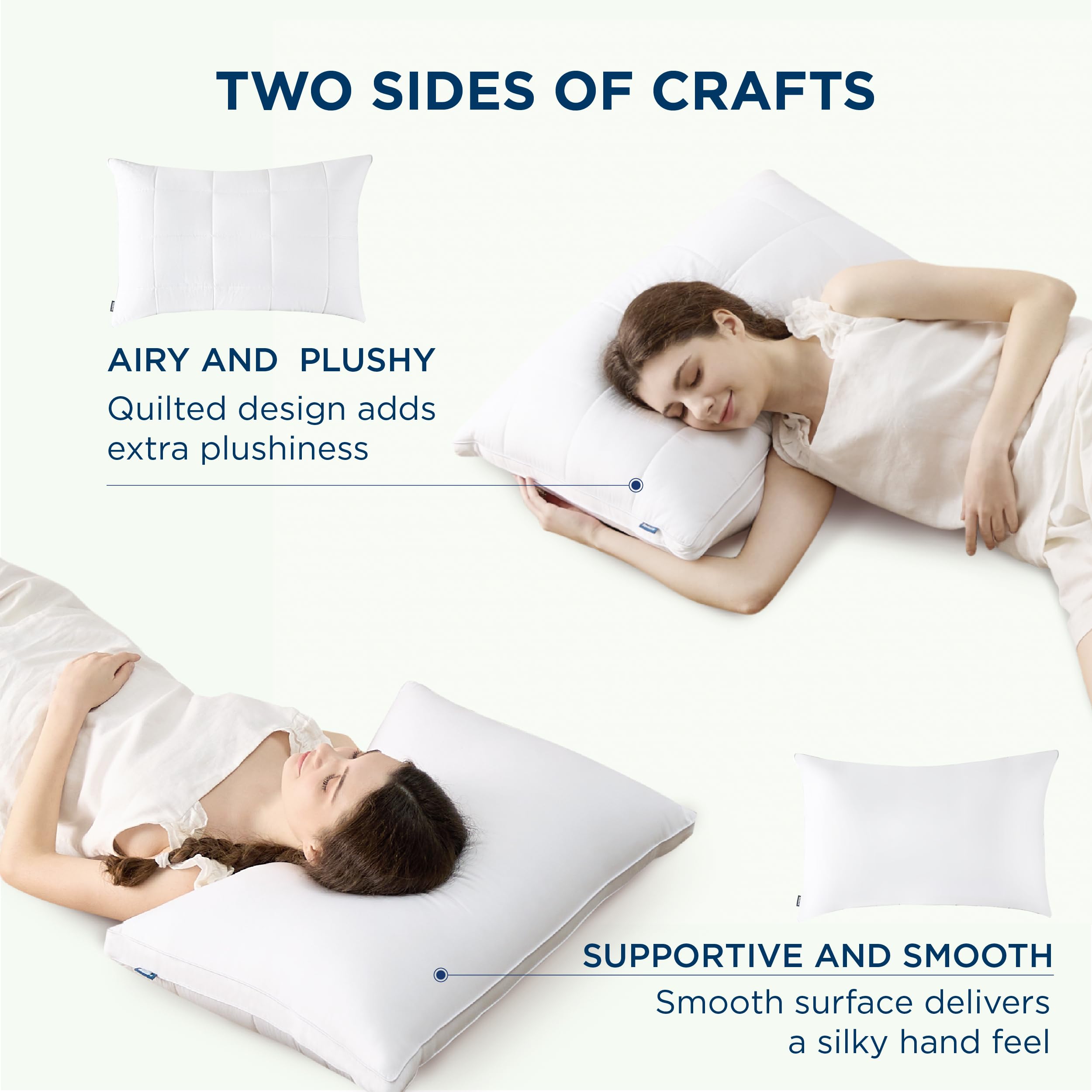 Bedsure Queen Pillows Set of 2 - Cooling Bamboo Cover for Side & Back Sleepers