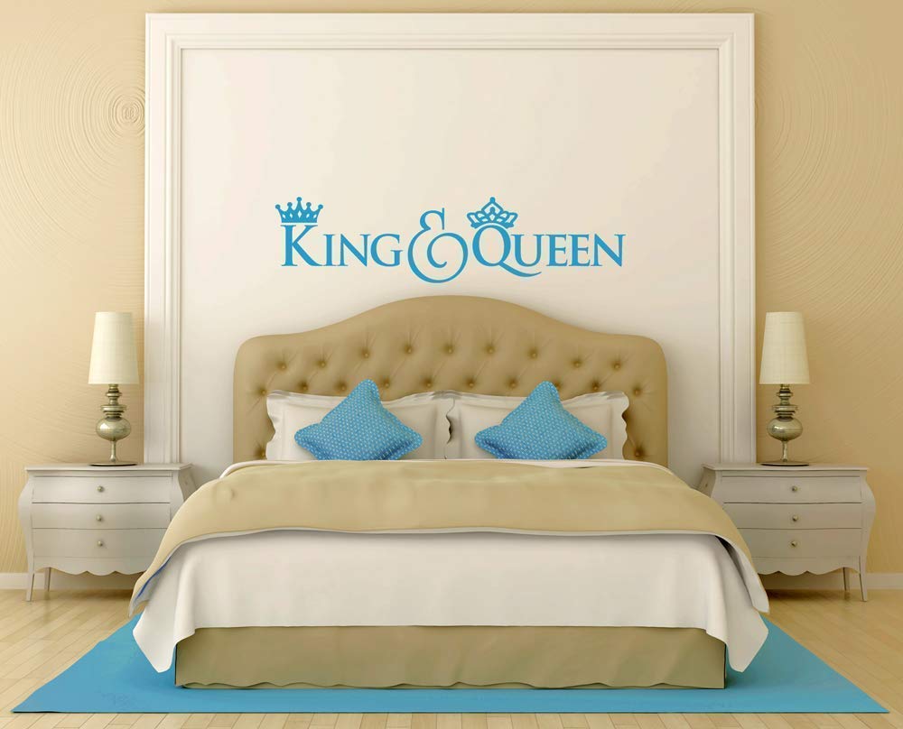 King and Queen Quote Vinyl Wall Decal Sticker Art - Romantic Home Decor for Bedroom, Nursery & Living Room