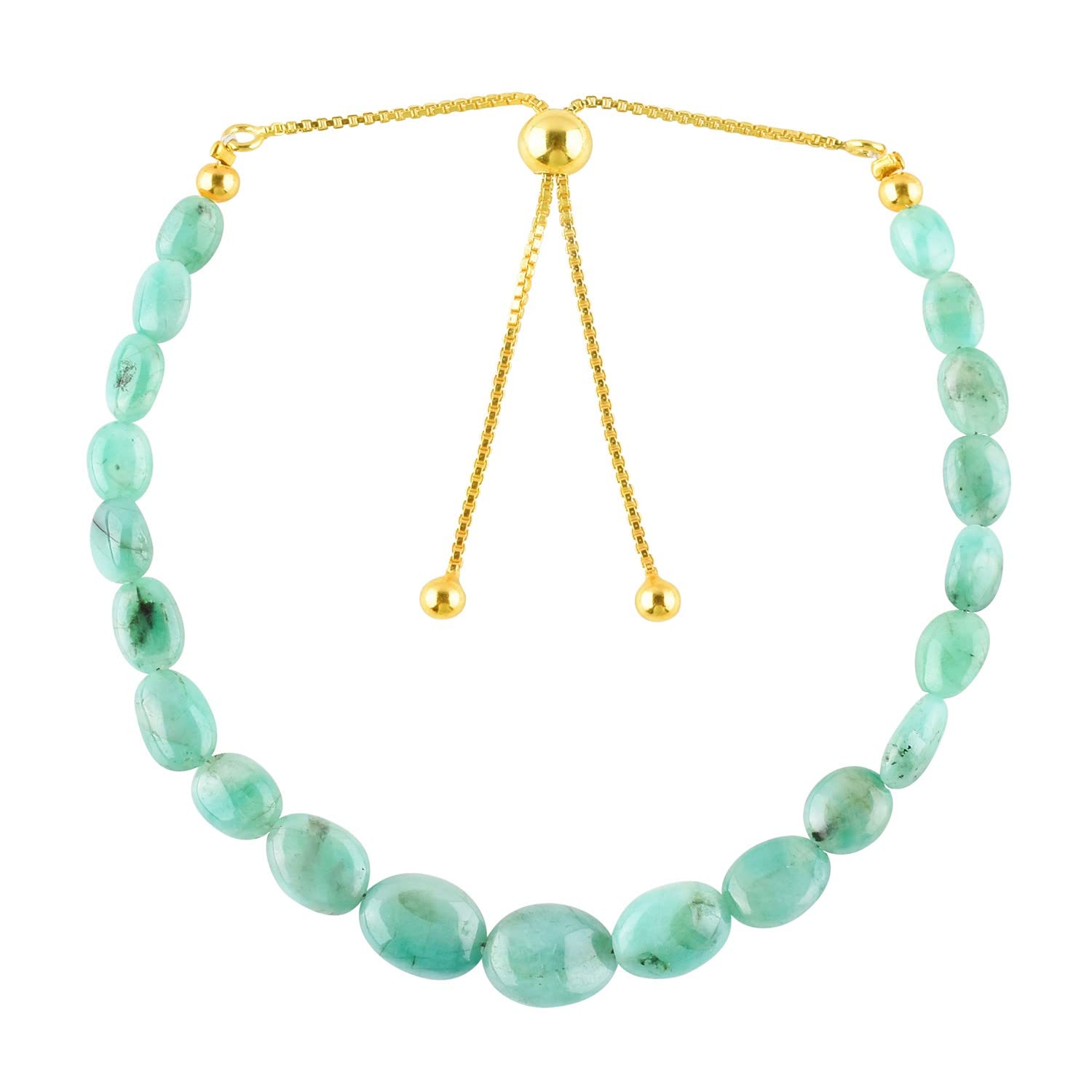 Natural Emerald Gemstone Bolo Bracelet - 14K Gold Plated & 925 Sterling Silver Adjustable Beaded Jewelry for Women | Elegant Birthday, Mother's Day Gift | Perfect for Casual Wear, Office Accessories & Special Occasions (10