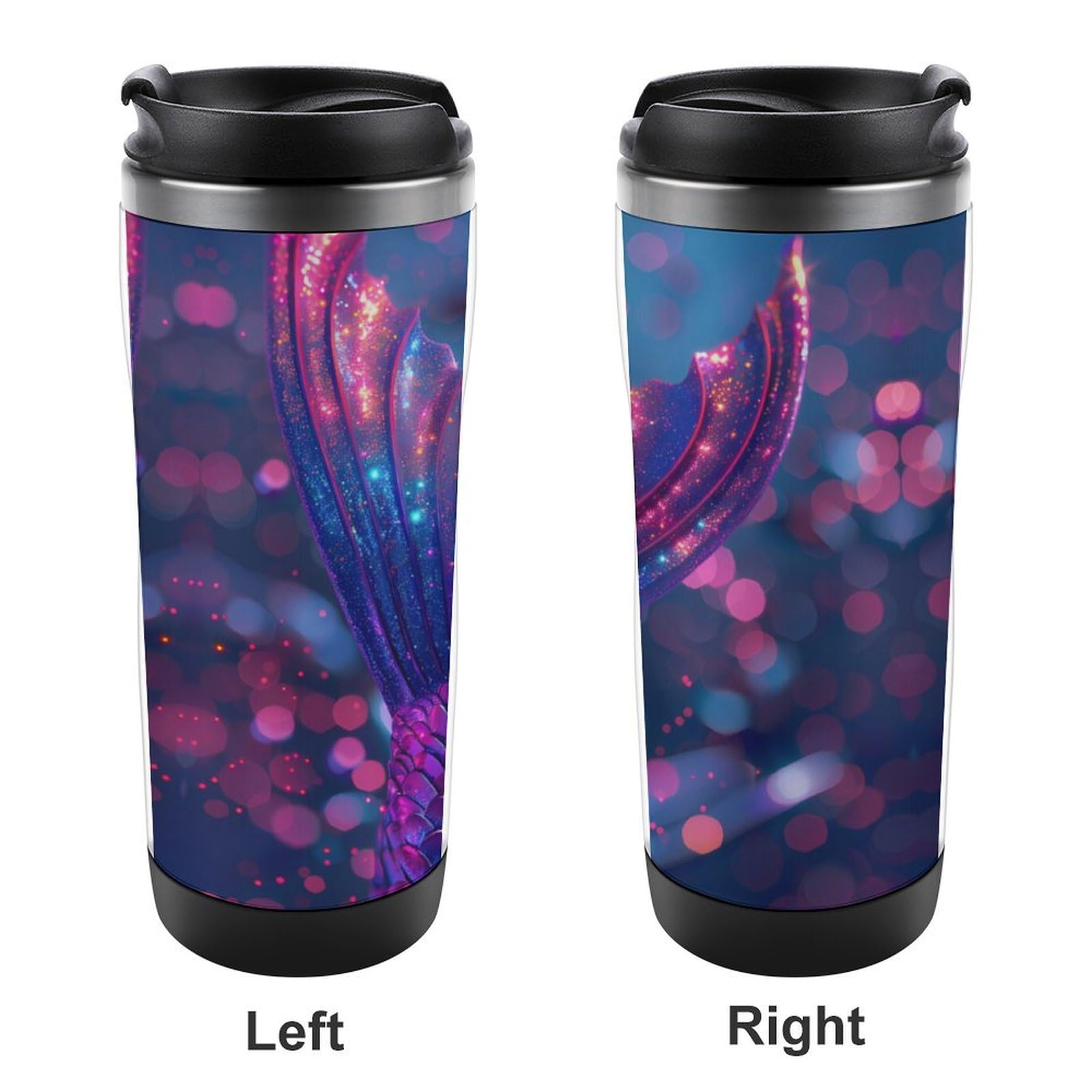 Mermaid Tail Print Stainless Steel Travel Mug - 20oz Insulated Tumbler for Coffee & Tea, Lightweight Leak-Proof Water Bottle - Perfect for Beach, Office & Outdoor Adventures