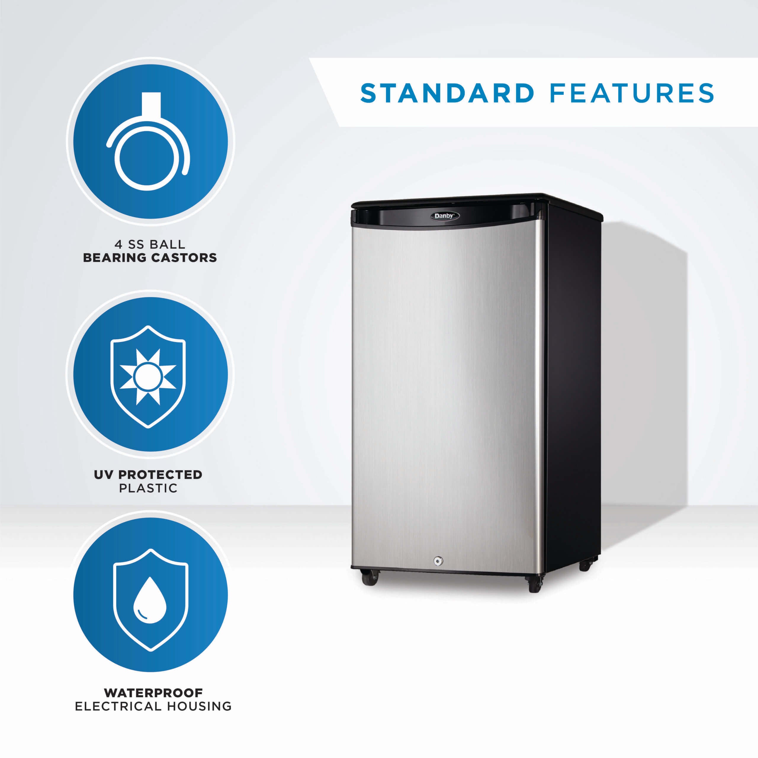 Danby DAR033A1BSLDBO 3.3 cu. ft. Stainless Steel Outdoor Refrigerator - Perfect for Patio, Backyard, and Poolside Entertaining