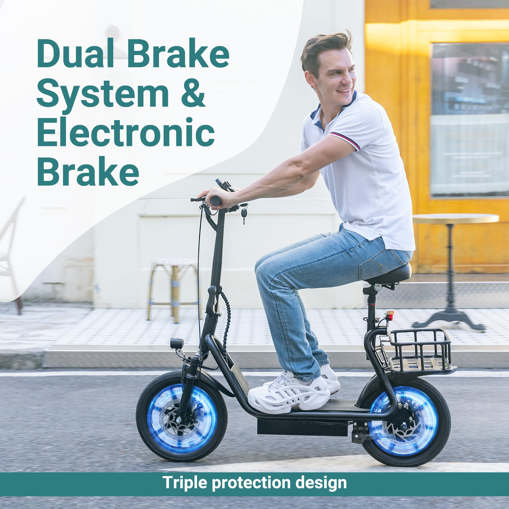 NAVIC Electric Scooter for Adults - 350W/750W Peak Motor, 19-49 Mile Range, 19-22 MPH Top Speed - Foldable E-Scooter with Dual Brake & Suspension System - Perfect for Commuting, Campus Travel & Urban Exploration