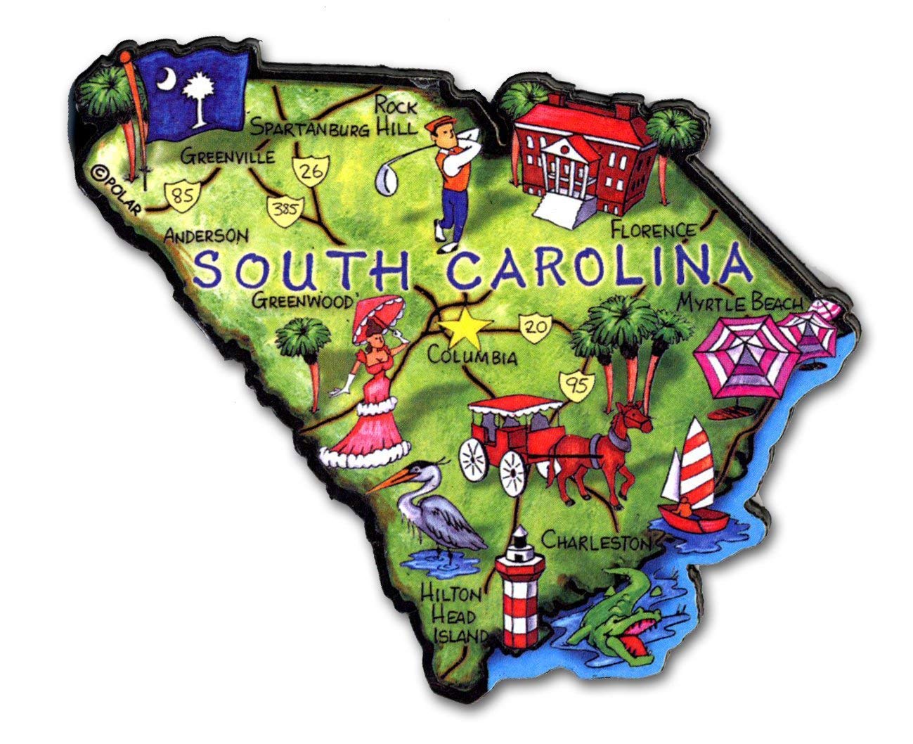 South Carolina The Palmetto State Artwood Jumbo Fridge Magnet - Large Decorative Souvenir for Refrigerators, Perfect for Travel Memories & Home Decor