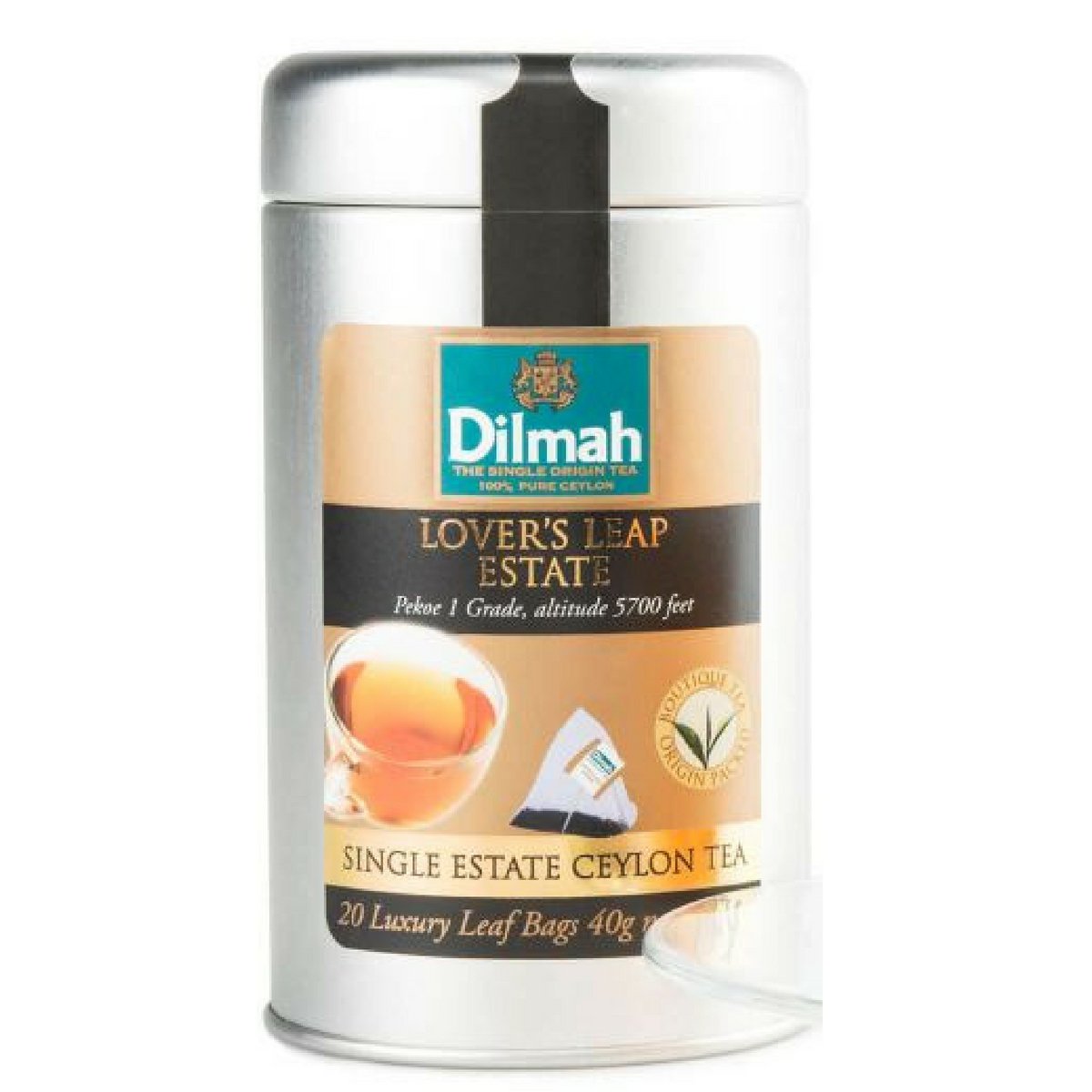 Premium Dilmah Lovers Leap Single Estate Ceylon Black Tea - 20 Luxury Tea Bags X 3 Pack - 100% Pure Sri Lankan Tea for Afternoon Tea & Gifting