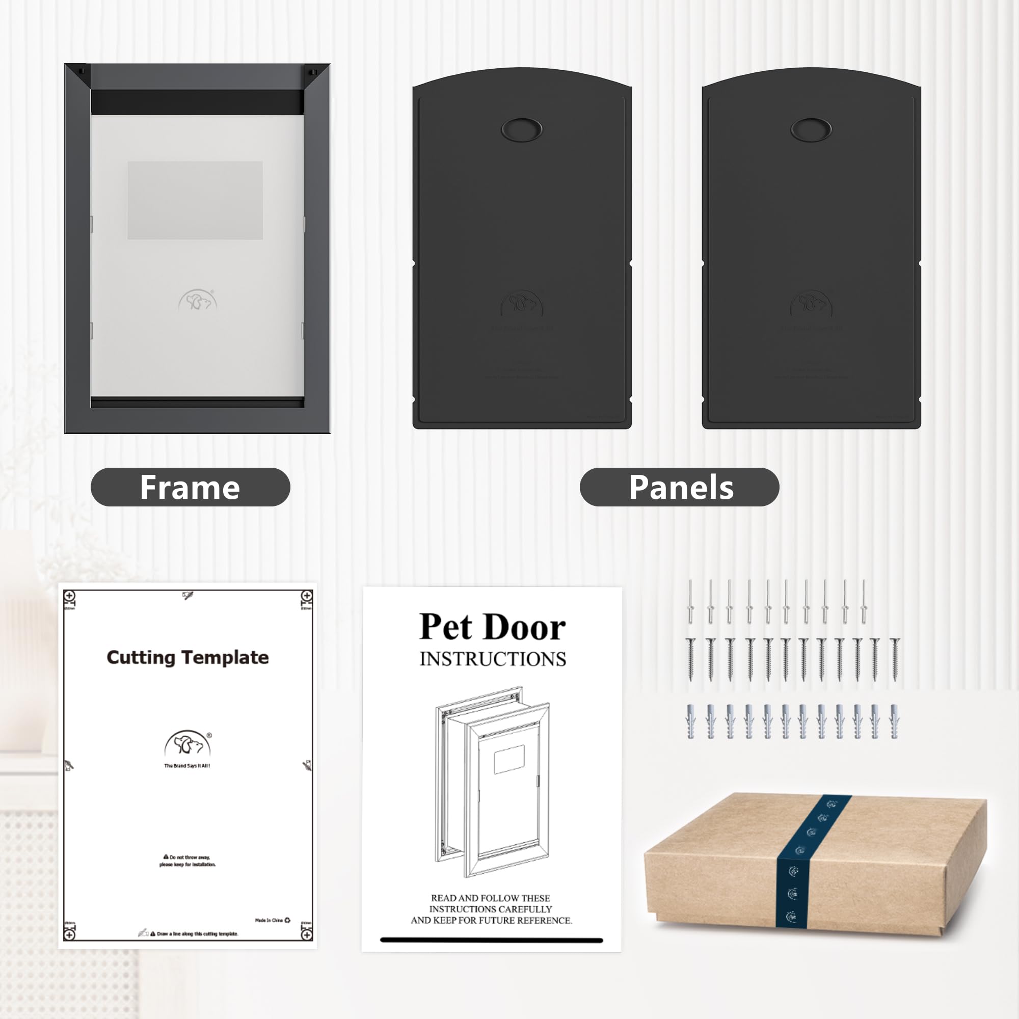 Heavy Duty Aluminum Dog Door for Interior & Exterior Doors - Large Pet Door with Dual Locking Panels for Dogs Up to 100lbs - Perfect for Homes, Apartments & Backyard Access