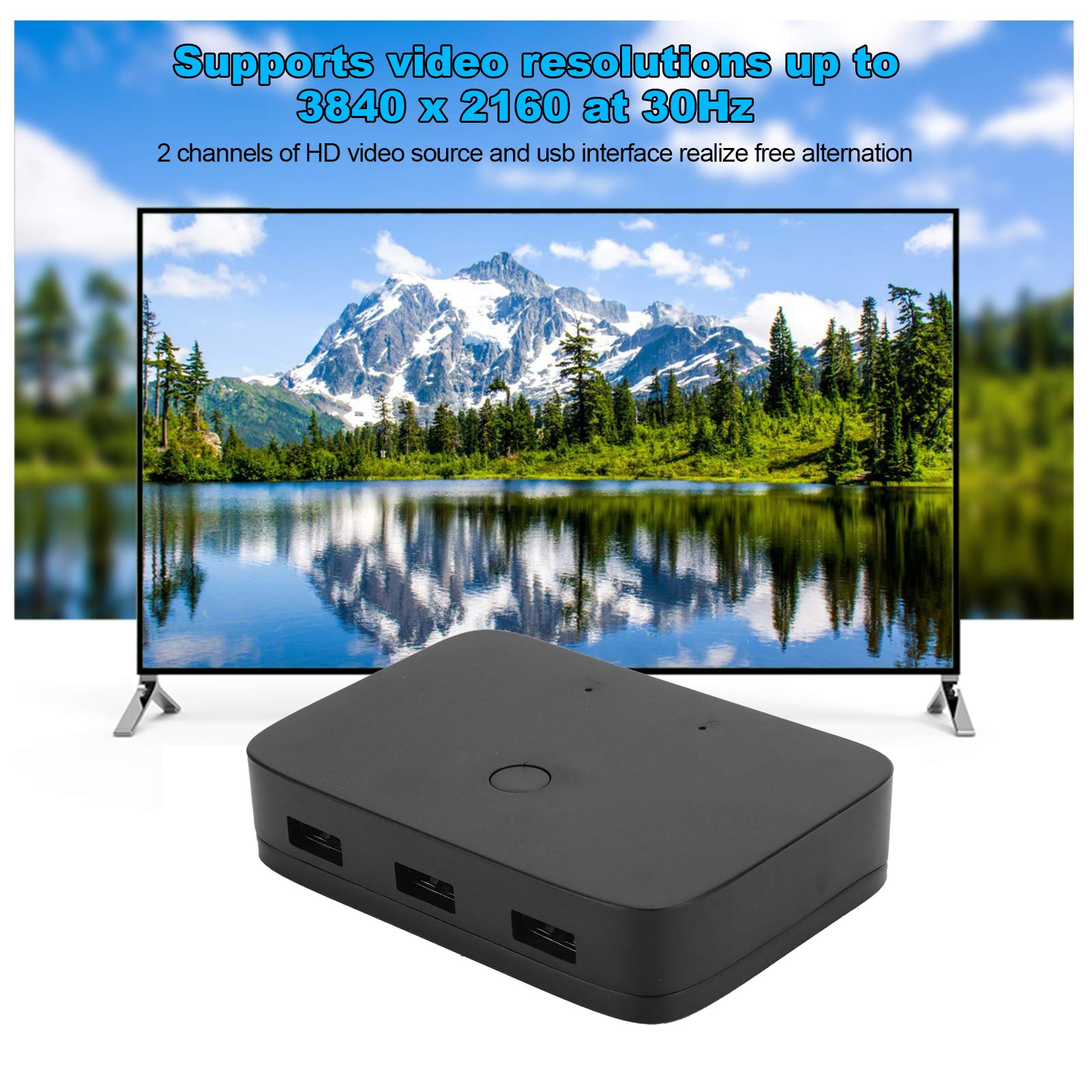 2-in-1 USB KVM Switch for Dual Monitor 4K/30Hz - PC Keyboard Mouse Printer Control - Home & Office Use