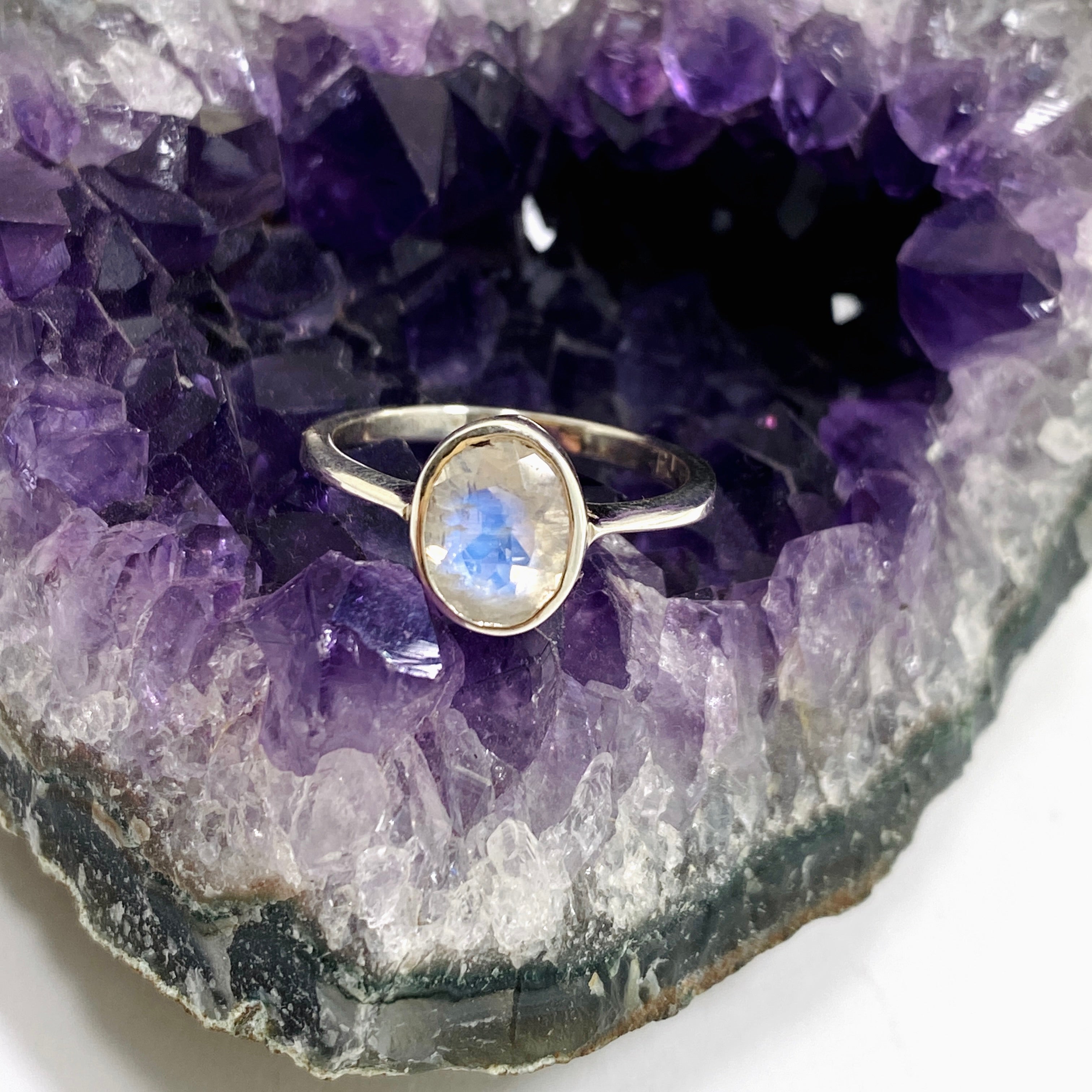 Moonstone Oval Faceted Ring PRGJ632 - Elegant Gemstone Jewelry for Women, Perfect for Weddings, Parties & Everyday Wear