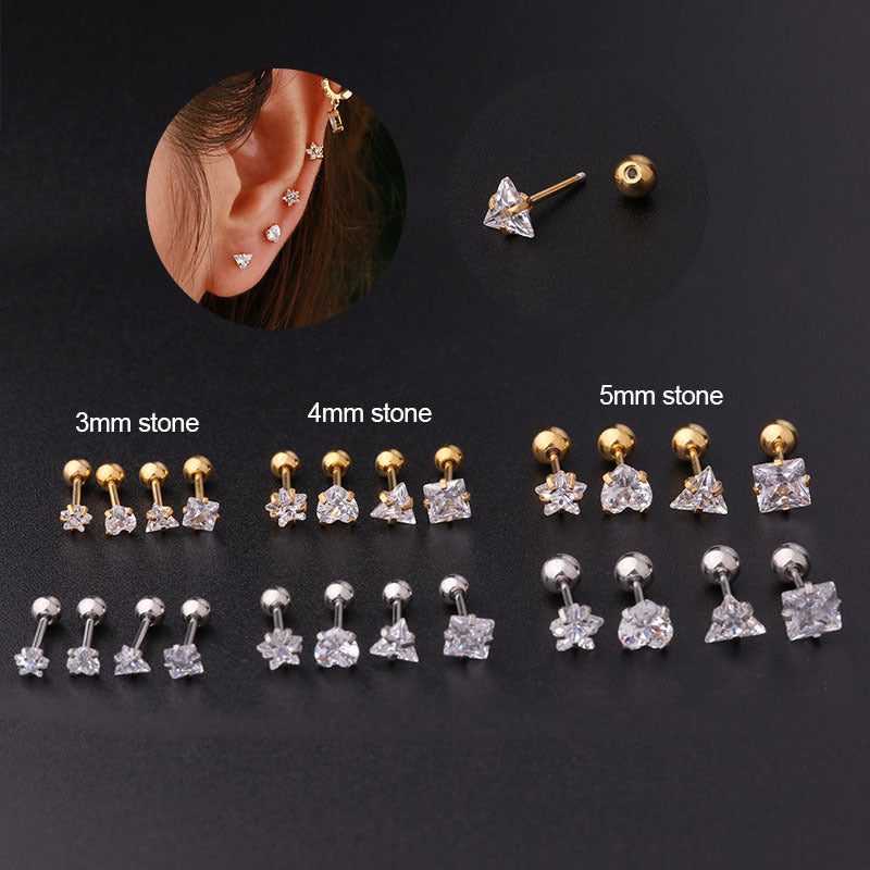 20G Cartilage Tiny Stud Earrings - Geometric Minimalist Earrings for Women | HSPJ358 | Perfect for Daily Wear, Parties & Gifting