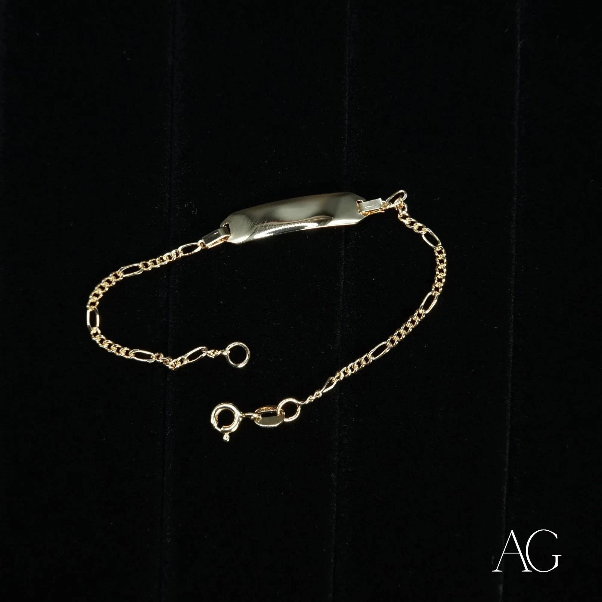 18K Gold Personalized ID Bracelet for Kids - Custom Name Engraved, Timeless Elegance Jewelry Gift for Birthdays, Christmas & Special Occasions