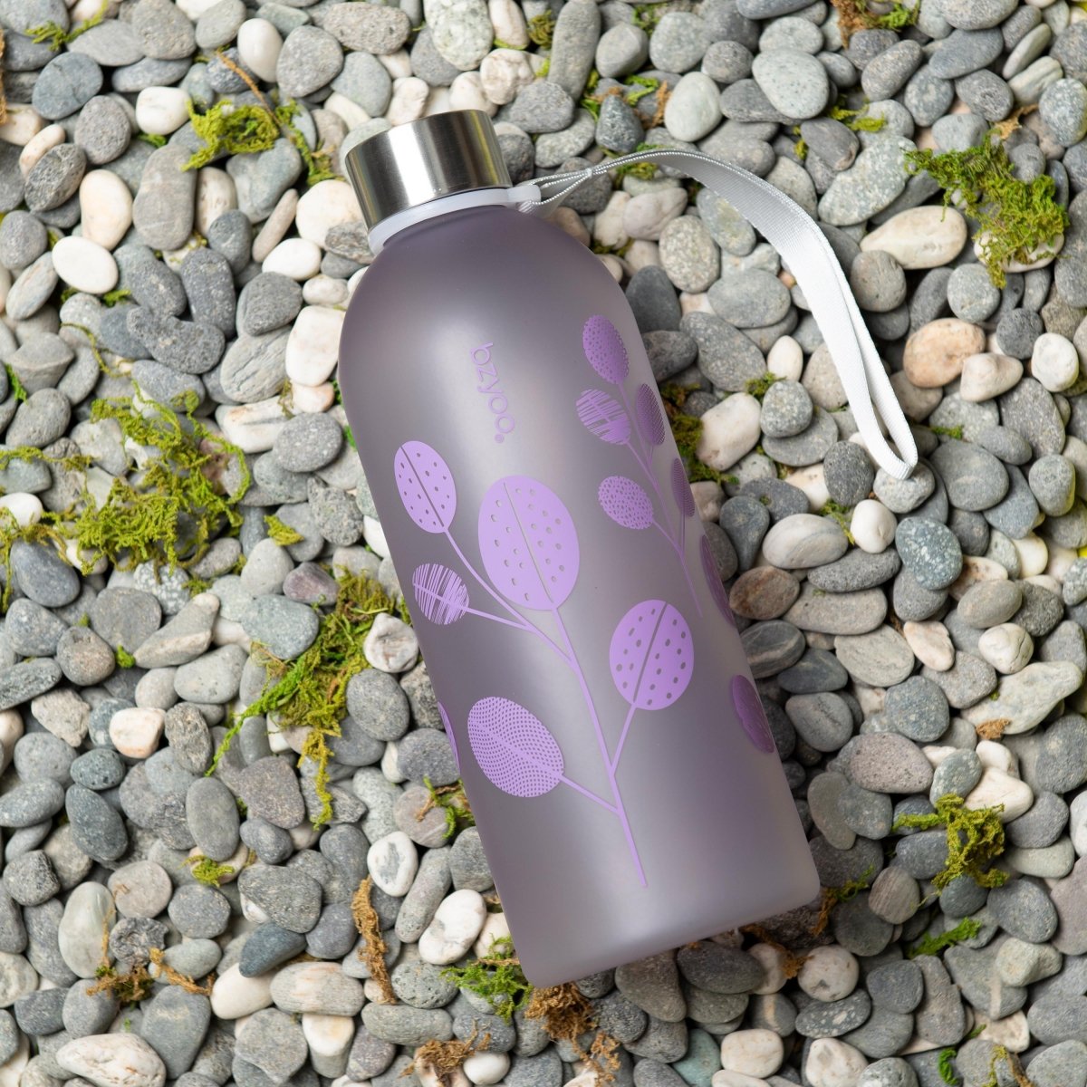 32oz Time Marker Tritan Water Bottle with Carrying Strap - Leaf Purple | BPA-Free Leakproof Water Bottle for Gym, Hiking & Outdoor Activities