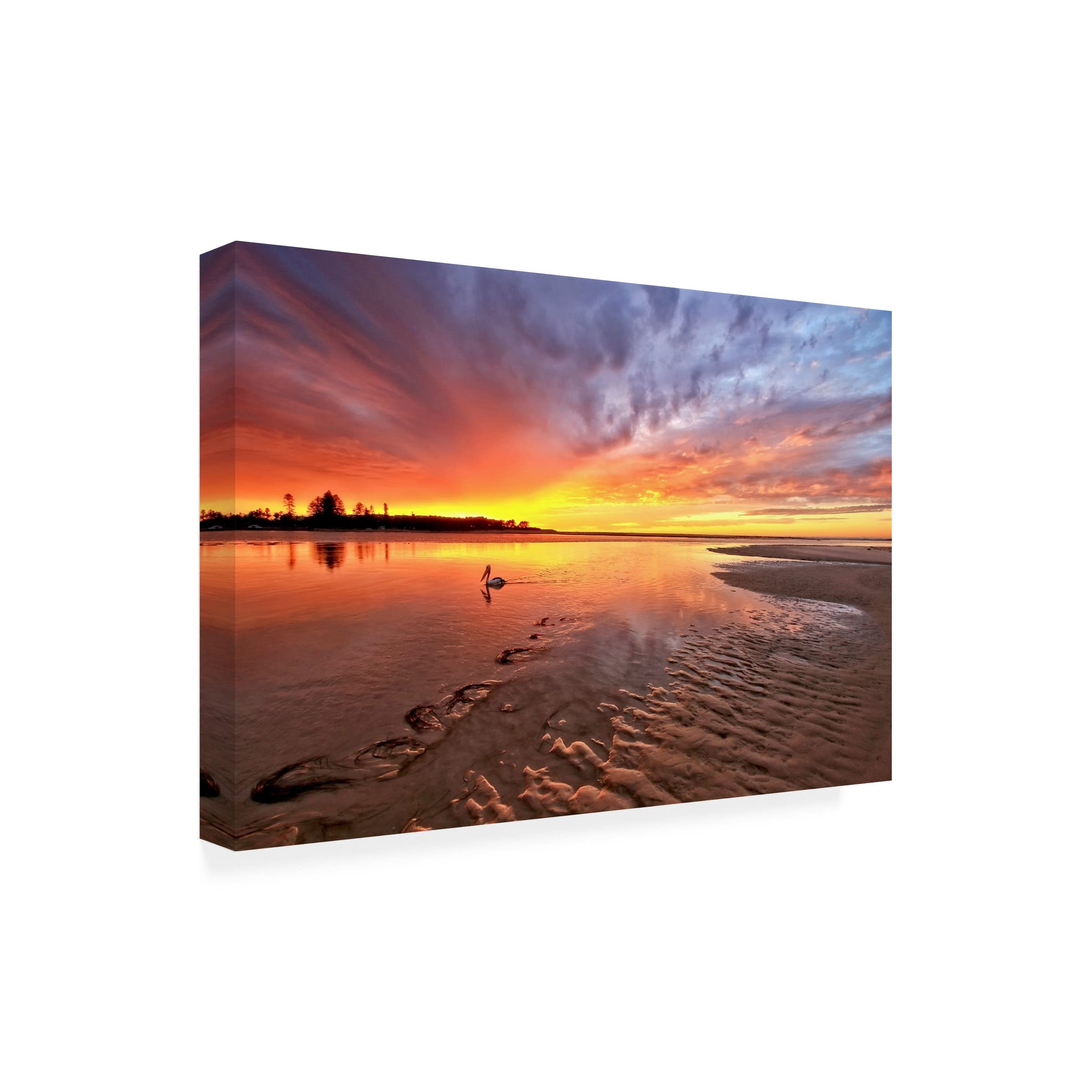 Trademark Fine Art 'The Entrance Beach Sunrise' Canvas Wall Art by Beata Czyzowska - Coastal Sunrise Painting for Living Room, Bedroom & Office Decor