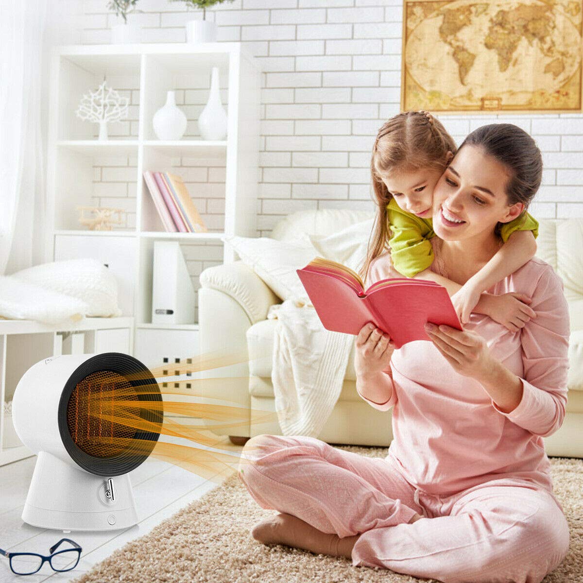 COSTWAY 2-in-1 Mini Electric Space Heater & Cooling Fan - 1500W Portable Ceramic Heater with 3 Modes, 2-Second Fast Heating, Overheat & Tip-Over Protection - Perfect for Home, Office, Bedroom, and Small Spaces (Desktop Design)