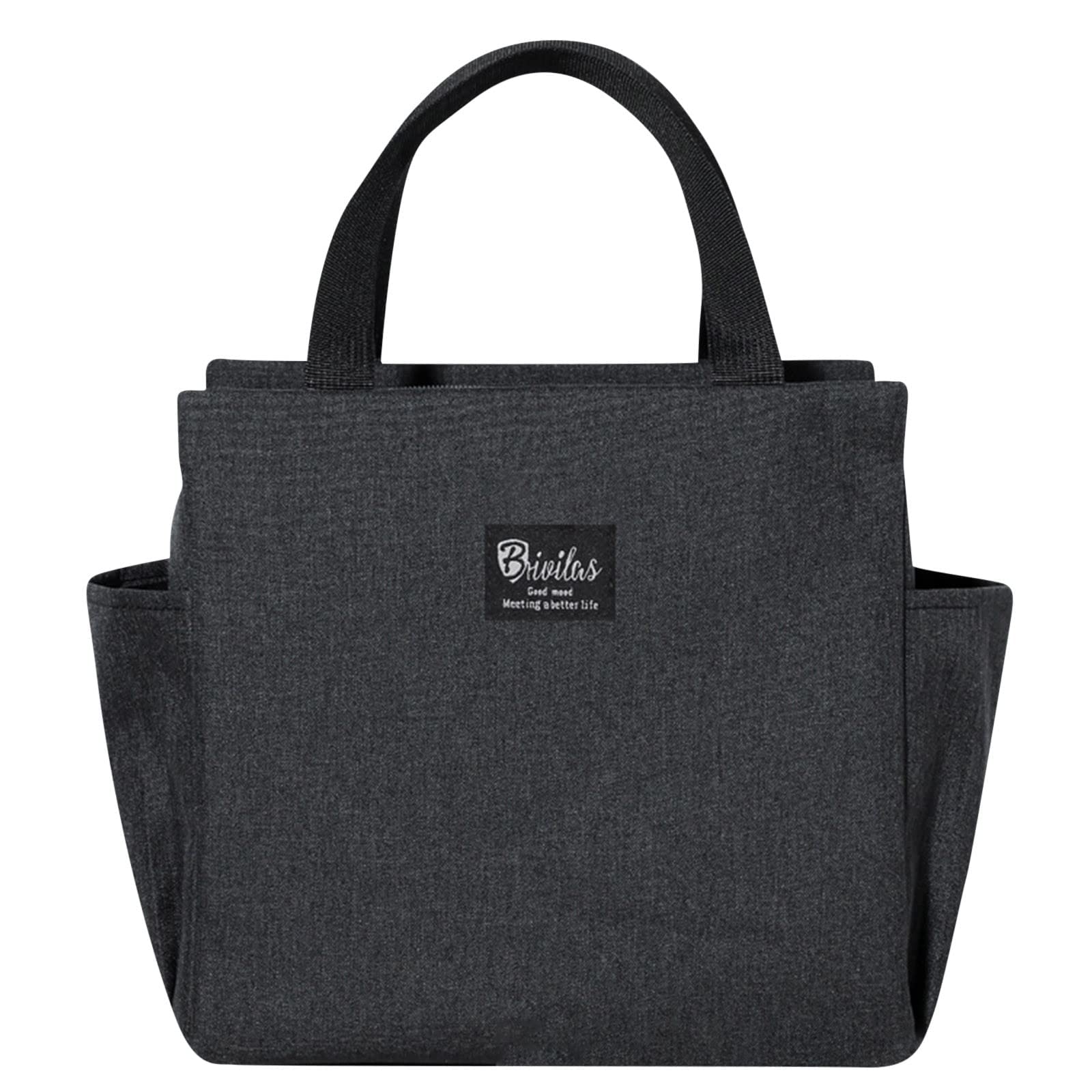 SHANZG Insulated Lunch Box Storage Bags - Thermal Insulated Canvas Tote Pouch for Work, School & Home - Perfect for Kids Bento, Meal Prep & Picnics (Black)