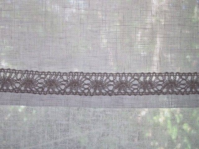 Tatton Monogram Linen Window Curtains - French Brise Bise Style for Living Room & Bedroom - Elegant Sheer Drapes for Natural Light & Privacy