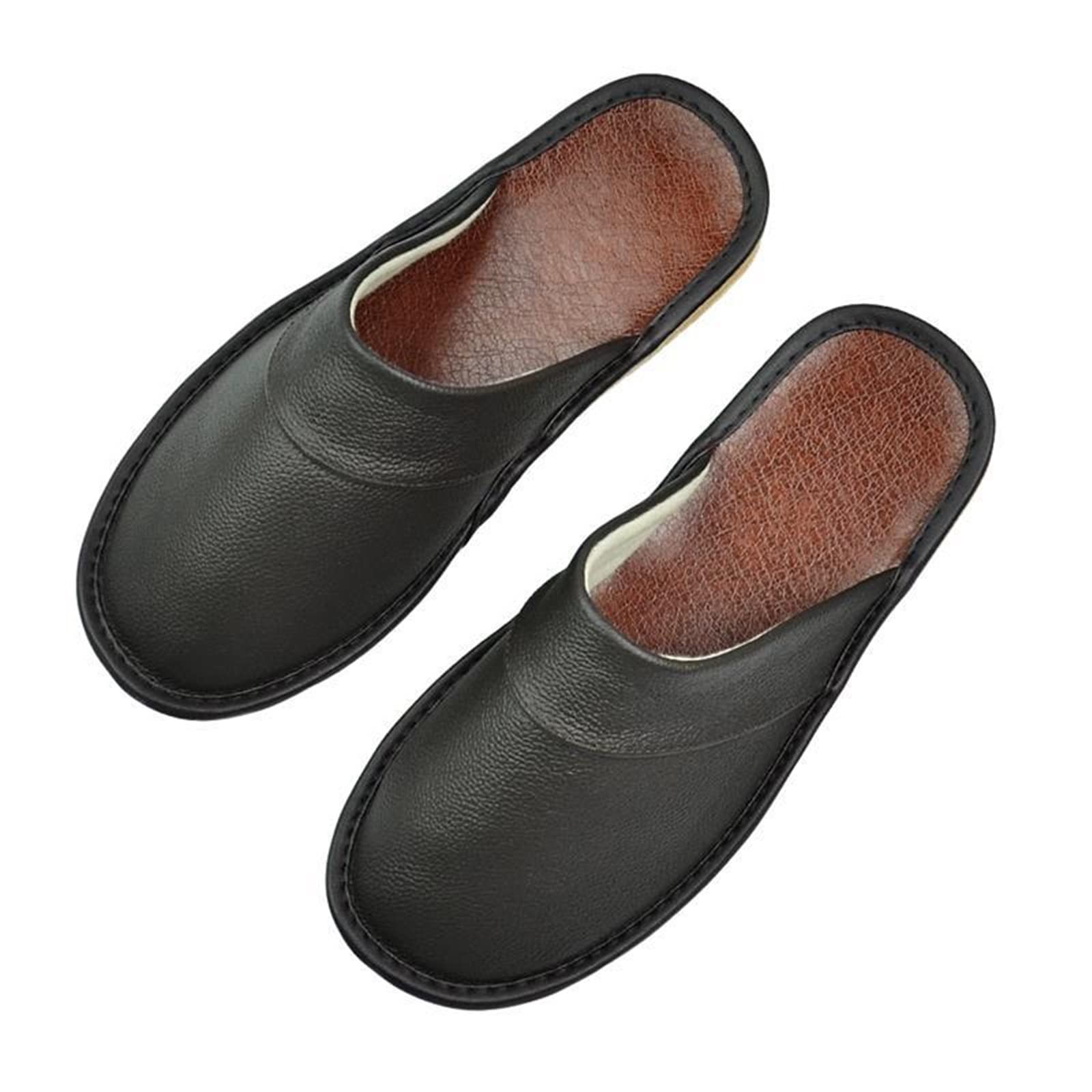 Premium Unisex Genuine Cowhide Leather Slippers - Non-Slip Indoor/Outdoor House Shoes for Men & Women - Comfortable Home & Bedroom Slippers (Color A, Size 46/47) - Perfect for Lounging, Yoga, and Relaxation