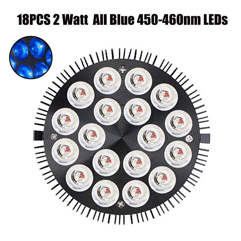 Antony 36W Blue LED Plant Grow Light Bulb - Full Spectrum E26 Grow Lamp for Greenhouse, Hydroponic, Bloom & Fruiting - Perfect for Indoor Gardening, Seed Starting & Plant Growth Enhancement