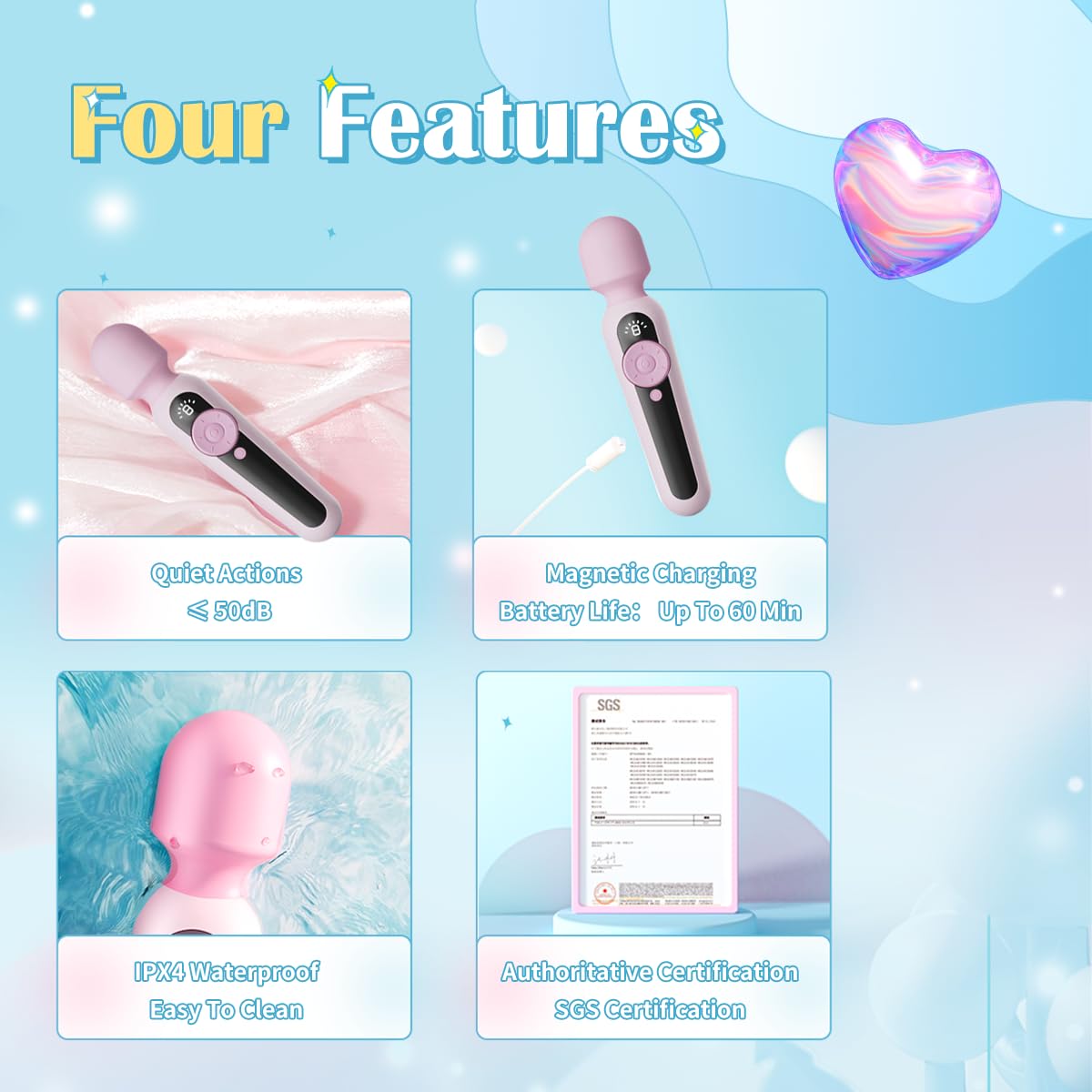 **56-Speed Pink Whale Magic Wand Vibrator for Women - Waterproof Clitoral Stimulator with LCD Display & 56 Pleasure Modes - Adult Sex Toy for Couples, Solo Play & Relaxation**
