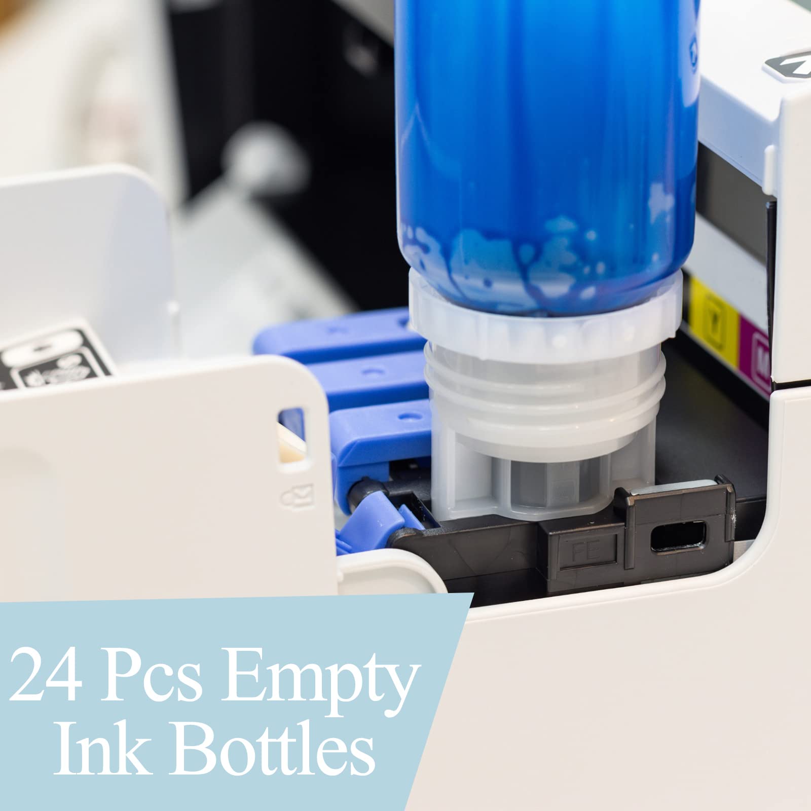 Zubebe 24-Pack 70ml Empty 502 Ink Refill Bottles - Universal Ink Refill Containers for Printers, Label Makers & Crafting - DIY Ink Refilling Solution for Home & Office Use