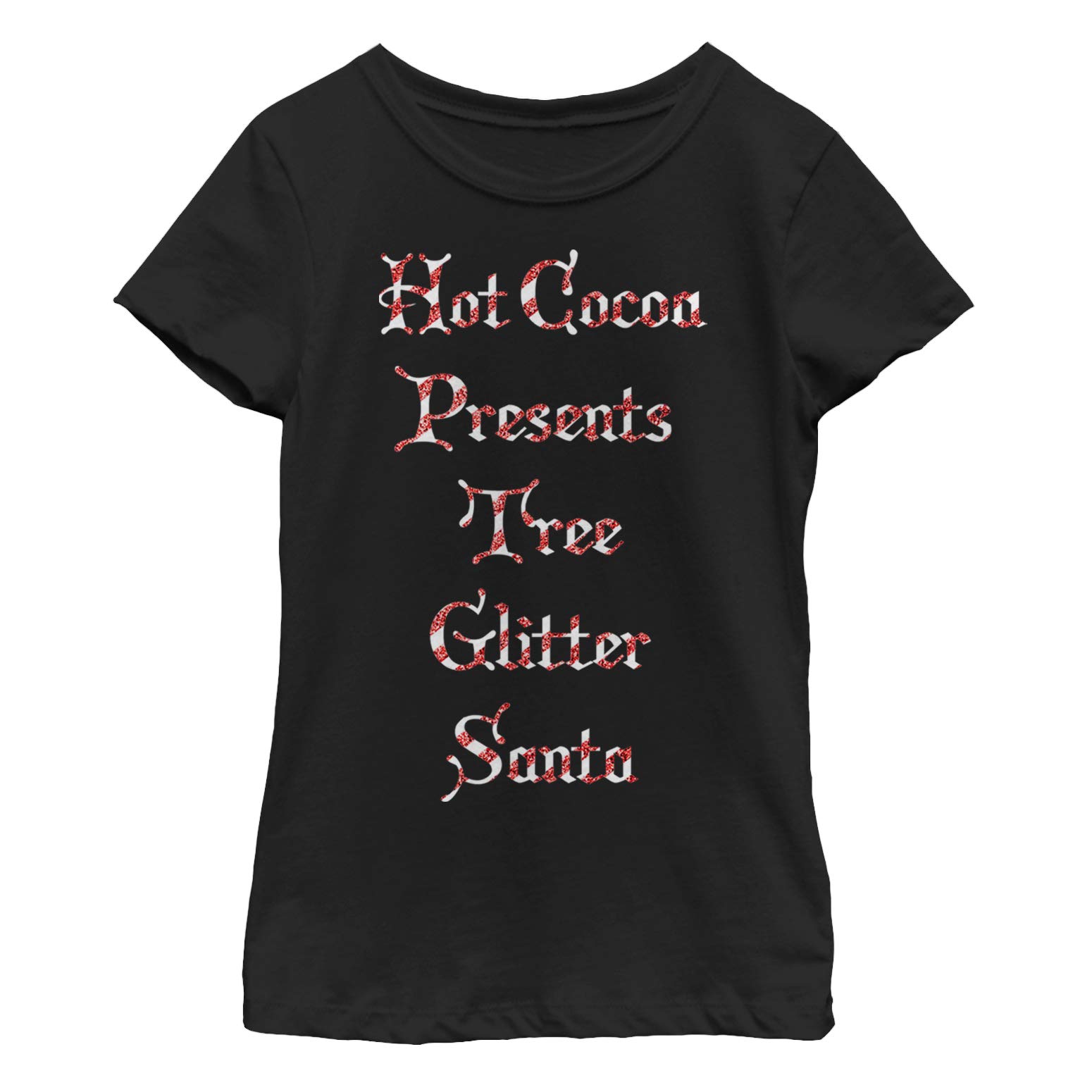 LOST GODS Girls Christmas Candy Cane List Graphic T-Shirt - Cute Holiday Outfit for Christmas Parties & Family Gatherings