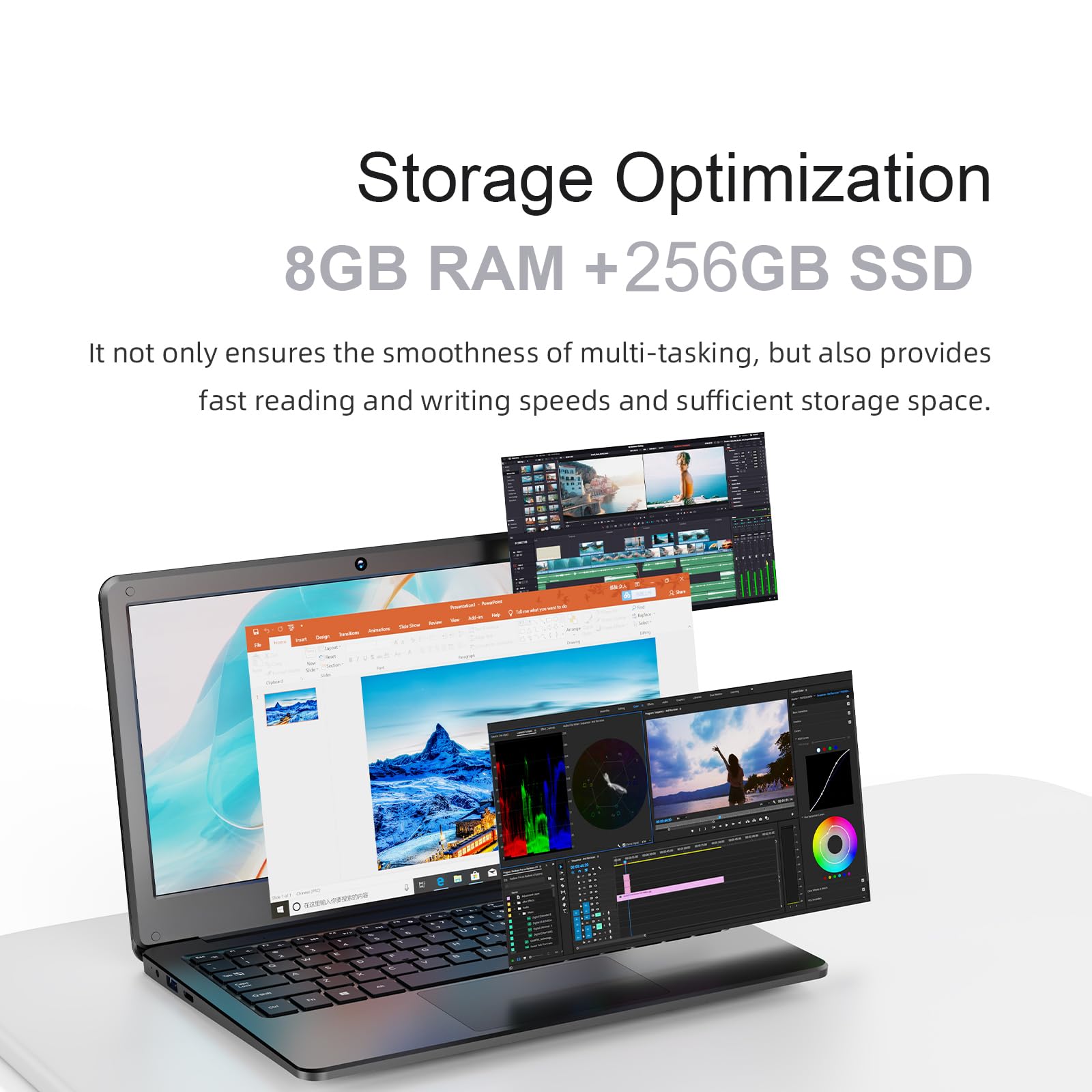 11.6 Inch Mini Laptop - Slim & Lightweight Windows Notebook with Intel N4000 Dual Core, 8GB RAM, 128GB SSD - Portable Computer for Work, School & Travel - Perfect for Remote Work, Online Classes & Business Trips (Black)