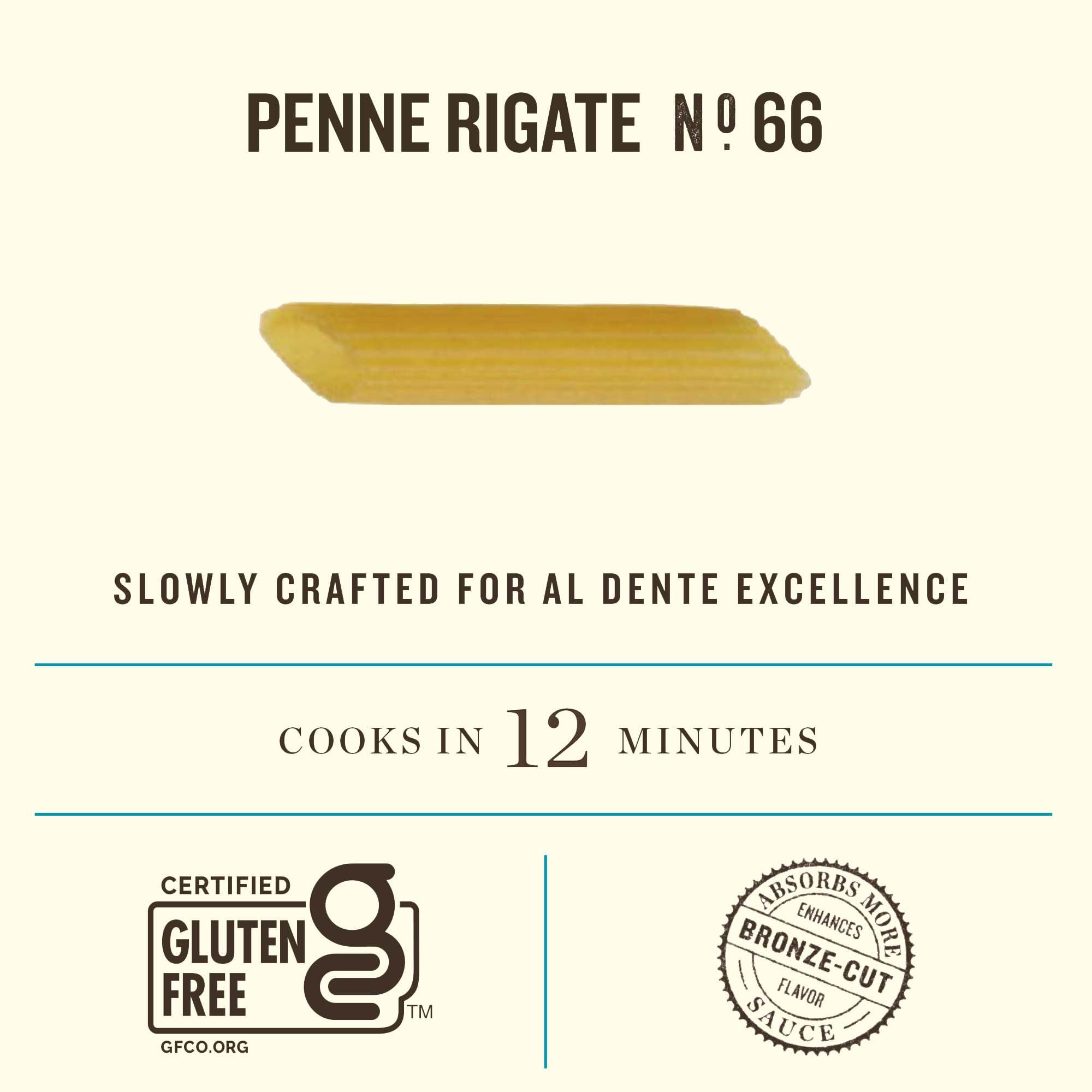 Rummo Gluten Free Penne Rigate N.66 Pasta - Italian Corn & Rice Pasta, 12 Ounce (Pack of 3) | Perfect for Vegan, Celiac & Gluten-Free Diets | Ideal for Pasta Salads, Casseroles & Italian Dishes