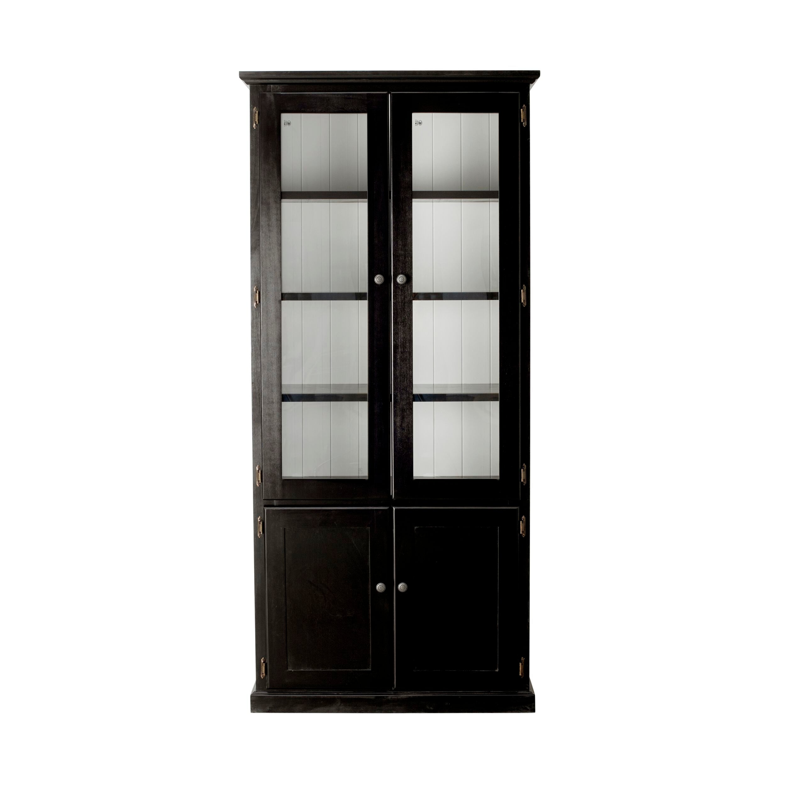 Armand 4 Door Glass Display Cabinet 94.6 x 206cm Black - Perfect for Living Room, Dining Room, or Office Storage & Display