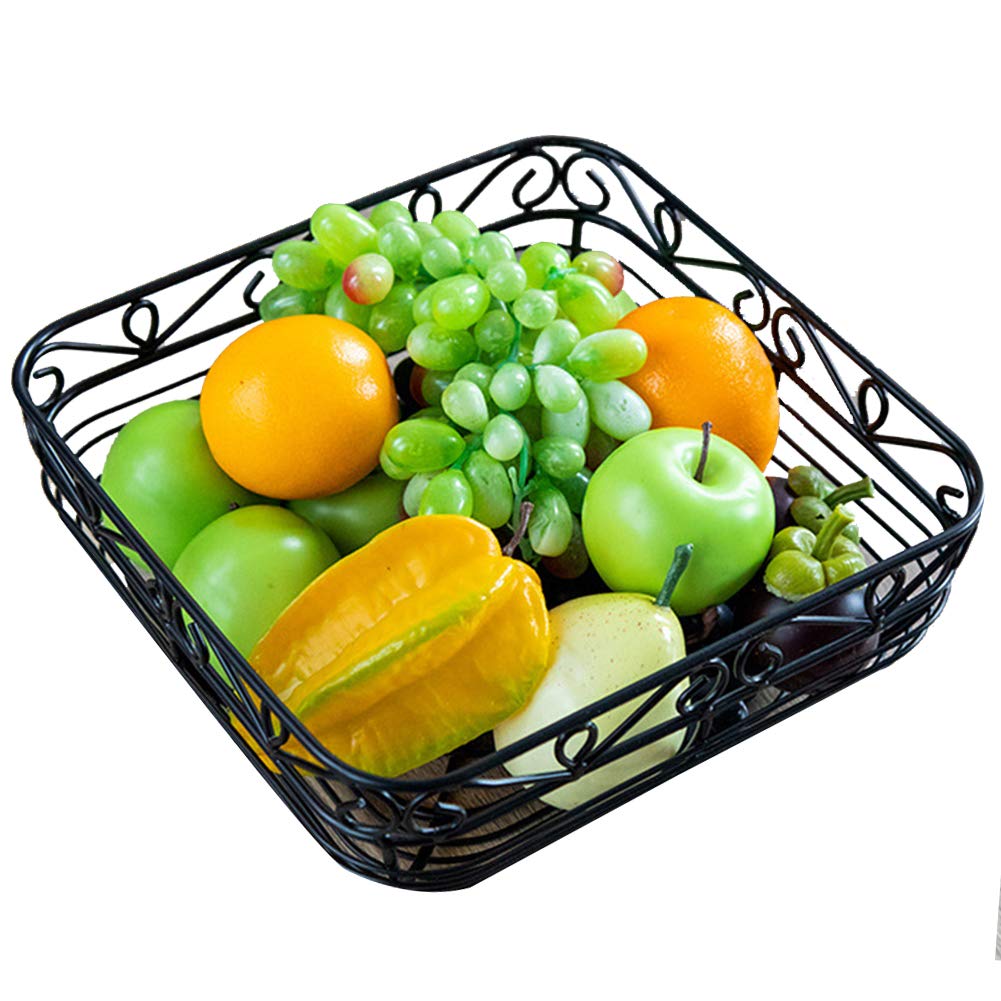Vintage Iron Fruit Bowl - Decorative Storage Basket for Fruits, Vegetables, Snacks & Bread | Rustic Table Centerpiece for Kitchen & Dining Room | Keeps Produce Fresh & Organized