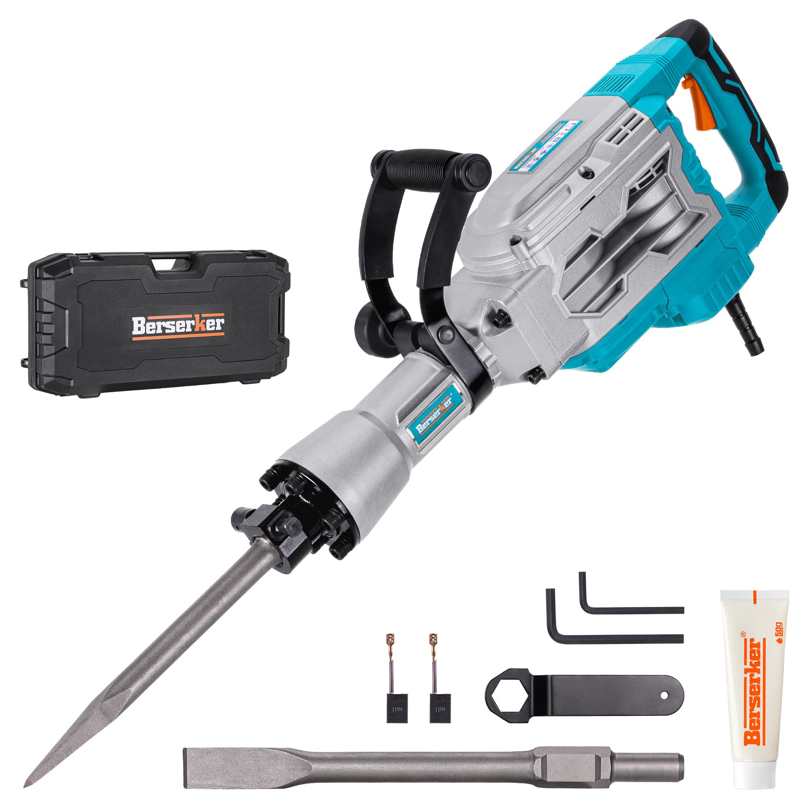 Berserker 1700W 30-Pound Electric Demolition Jack Hammer - 14-Amp Heavy Duty Concrete Breaker with 1-3/16