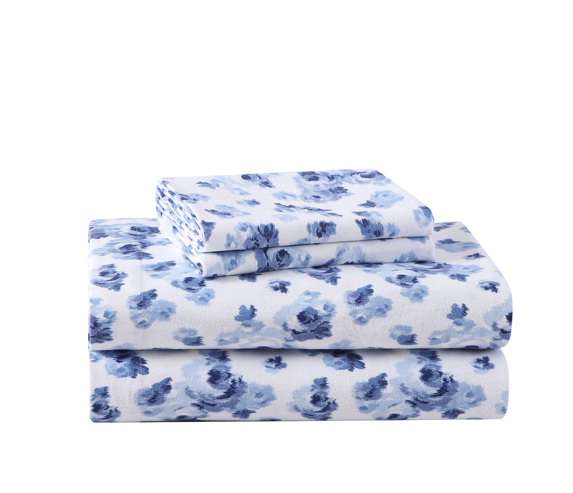 Laura Ashley Emelisa Porcelain Blue Flannelette Sheet Set - Soft & Cozy Queen Size Bedding for Winter, Perfect for Cold Nights & Luxury Bedroom Decor