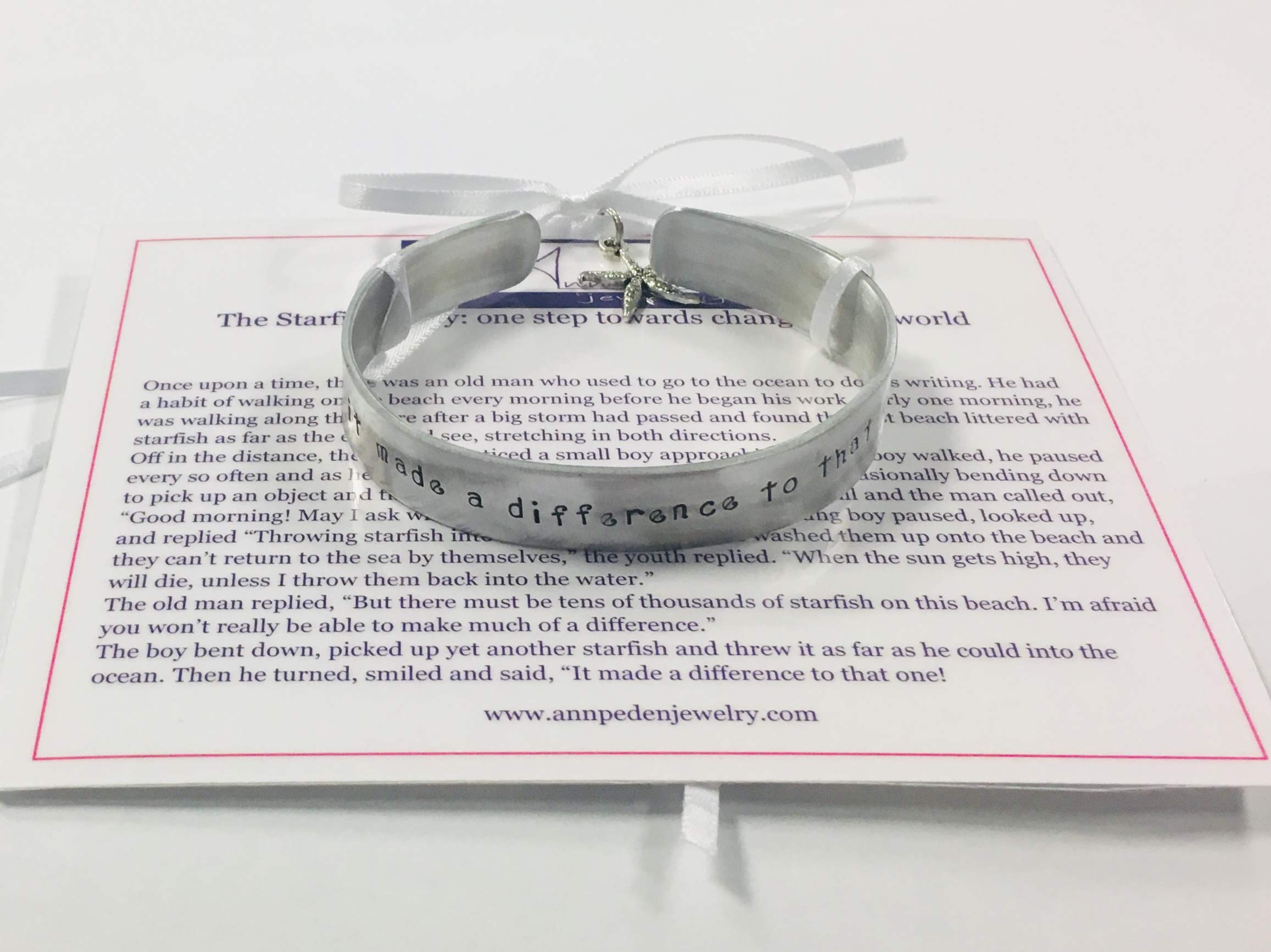 Inspirational 'The Starfish Story' Men's Bracelet - Handstamped Motivational Cuff with Non-Tarnish Aluminum - Perfect Gift for Graduation, Father's Day & Daily Encouragement
