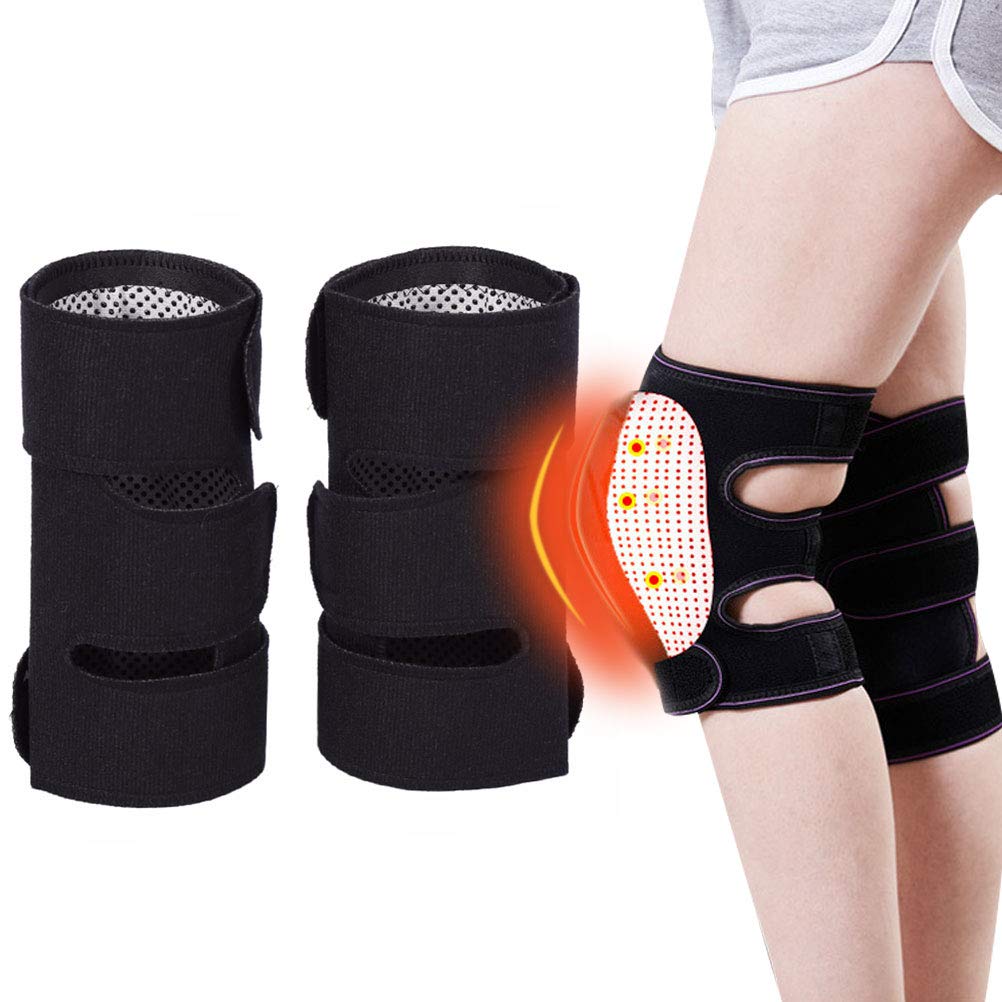 Hzemci Heated Knee Pads - Pair of Black Self-Warming Joint Therapy Knee Brace for Arthritis Pain Relief & Muscle Recovery | Perfect for Cold Weather, Sports Injuries & Post-Workout Recovery