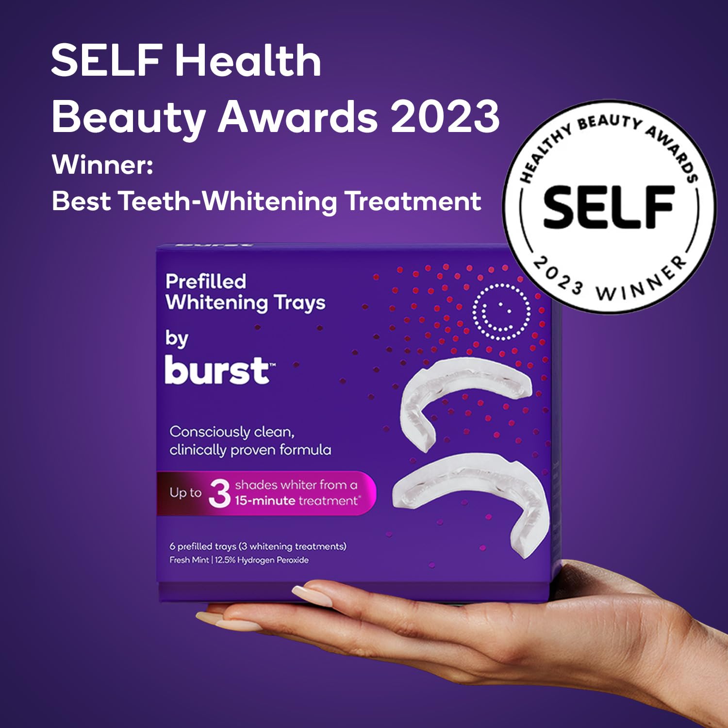 BURST Sensitive Teeth Whitening Kit with 12.5% Hydrogen Peroxide - 3 Treatments for Teeth Whitening, Up to 3 Shades Whiter After First Use, Prefilled Gel Trays - Perfect for Sensitive Teeth & Quick Results Before Special Occasions