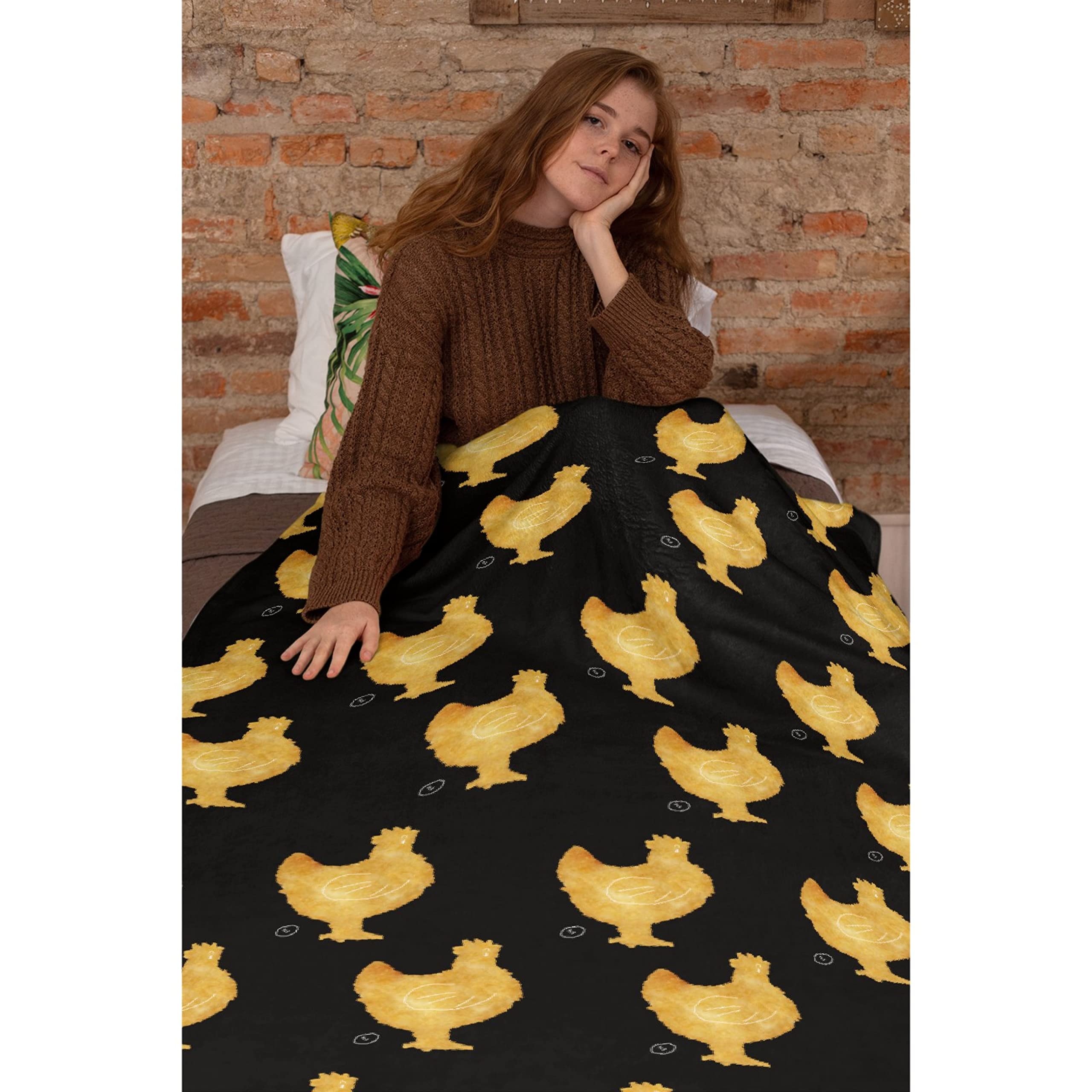 Premium Black Chicken Nugget Throw Blanket - Ultra Soft Flannel Fleece Blanket for Gifts, Plush Lightweight Cozy Blanket for Couch, Sofa & Bed - All Season XL 120x90 inches - Perfect for Family Movie Nights, Camping & Home Decor