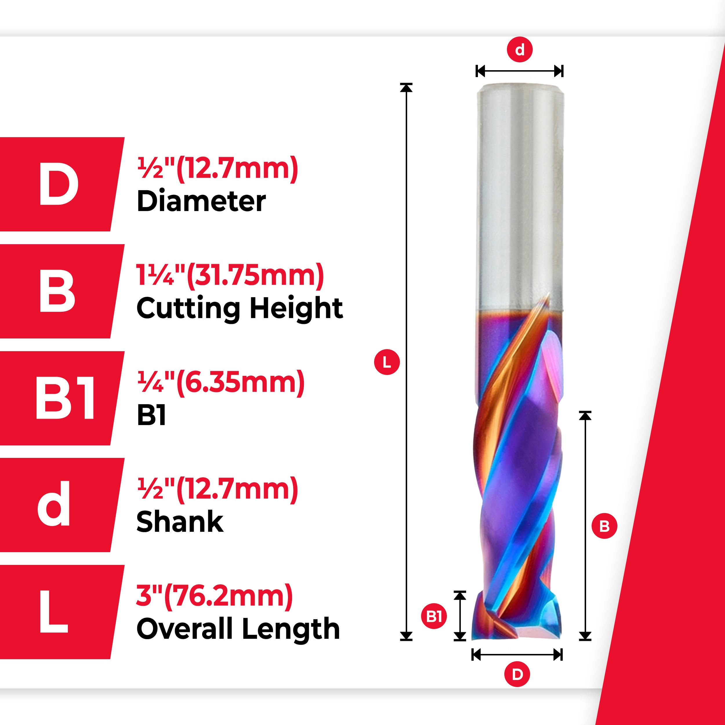 Amana Tool 46354-K CNC Solid Carbide Spektra Extreme Tool Life Coated Mortise Compression Router Bit - Perfect for Woodworking, Cabinetry, and Precision CNC Cutting