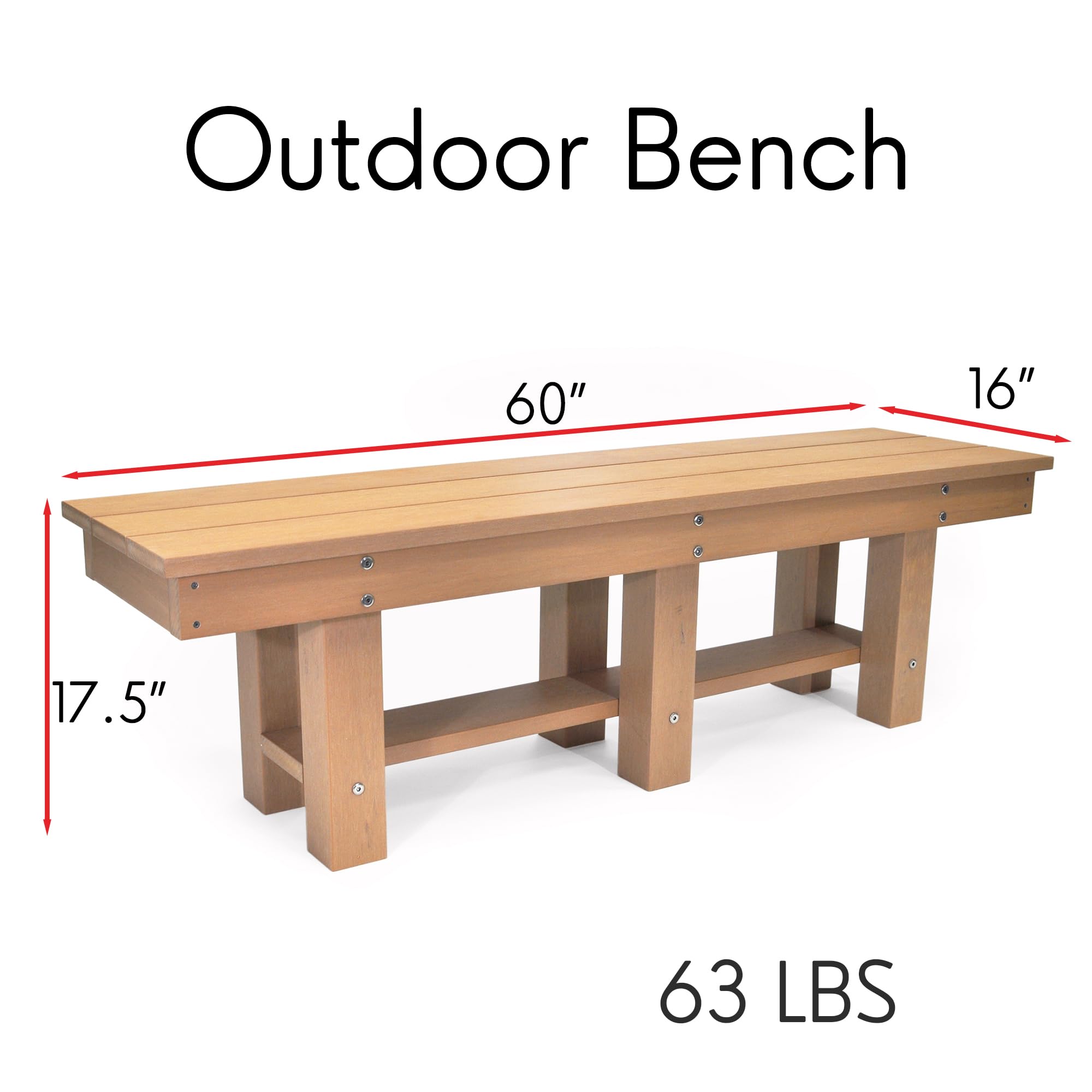 **Heavy Duty Outdoor Bench for Porch, Patio & Garden - 3-Seater All-Weather Durable Furniture with Real Wood Look - Perfect for Lawn, Deck or Entryway Decor**