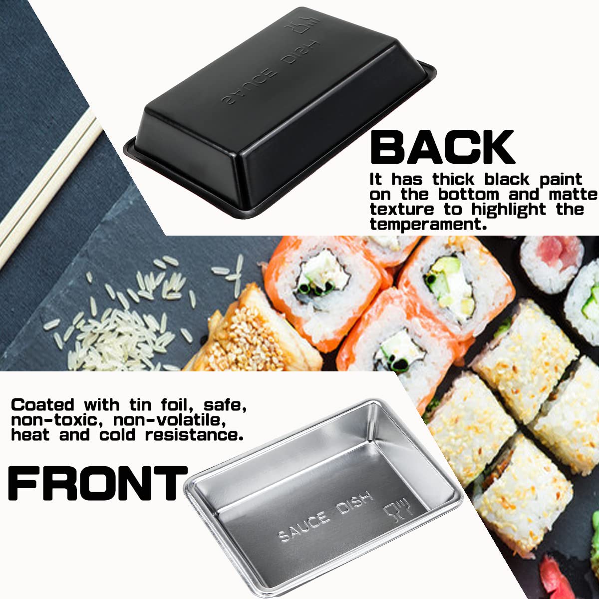 100-Pack Disposable Plastic Sauce Dishes - Small Rectangle Condiment Serving Trays for Dipping Sauces, Seasonings & Dressings - Perfect for Home, Restaurants, BBQs & Party Snack Serving