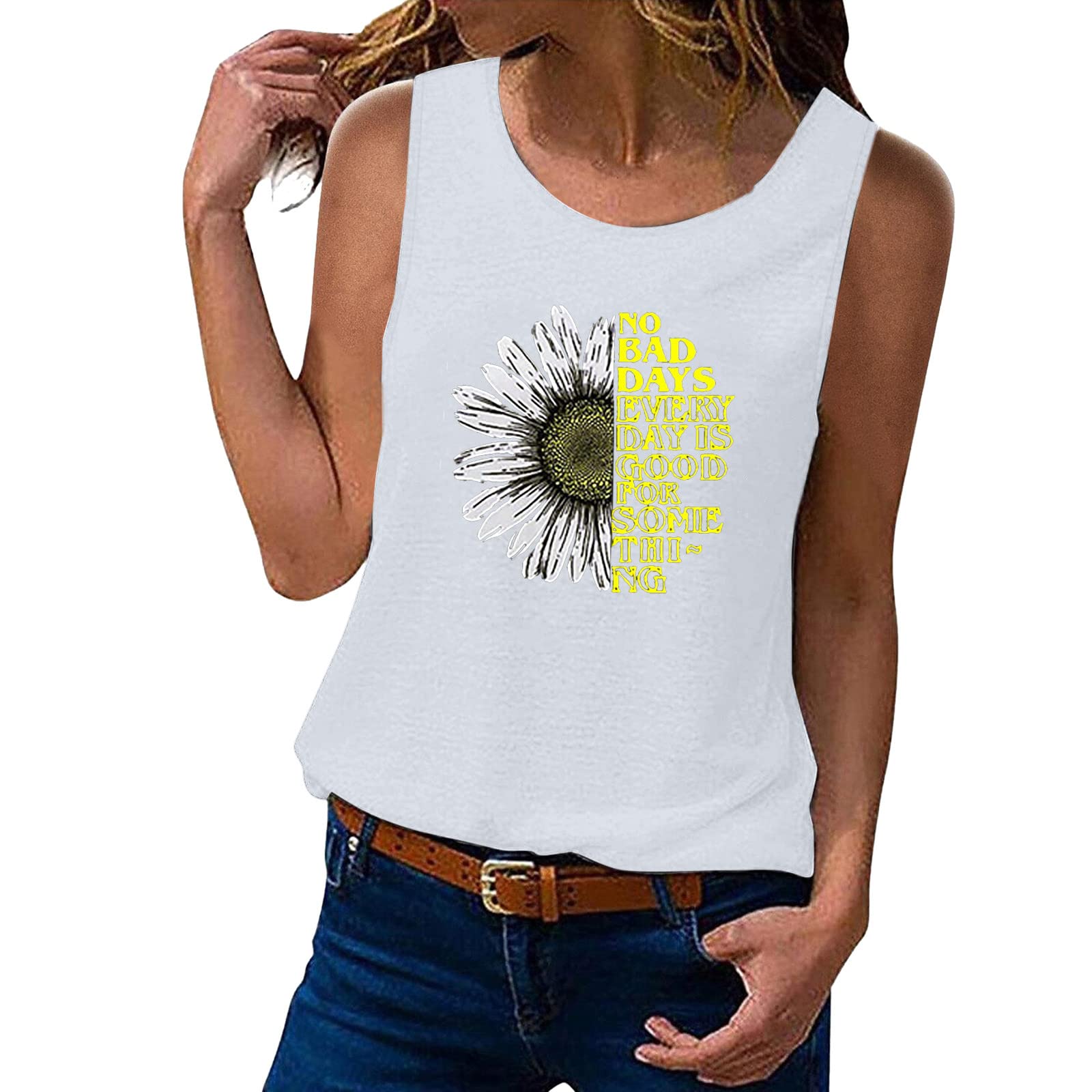 Women's Flowy Sleeveless Tank Tops - Cute Floral Print Summer Tunic Tops, Loose Fit Casual Wear for Beach, Yoga & Everyday Comfort