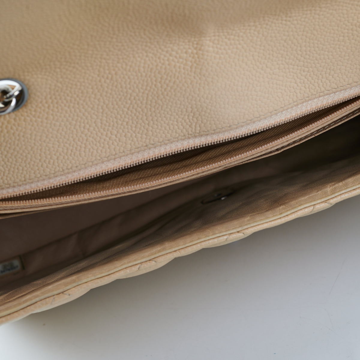 Chanel Classic Flap Jumbo Bag in Caviar Leather Beige - Luxury Designer Handbag for Women, Perfect for Parties, Work & Everyday Use