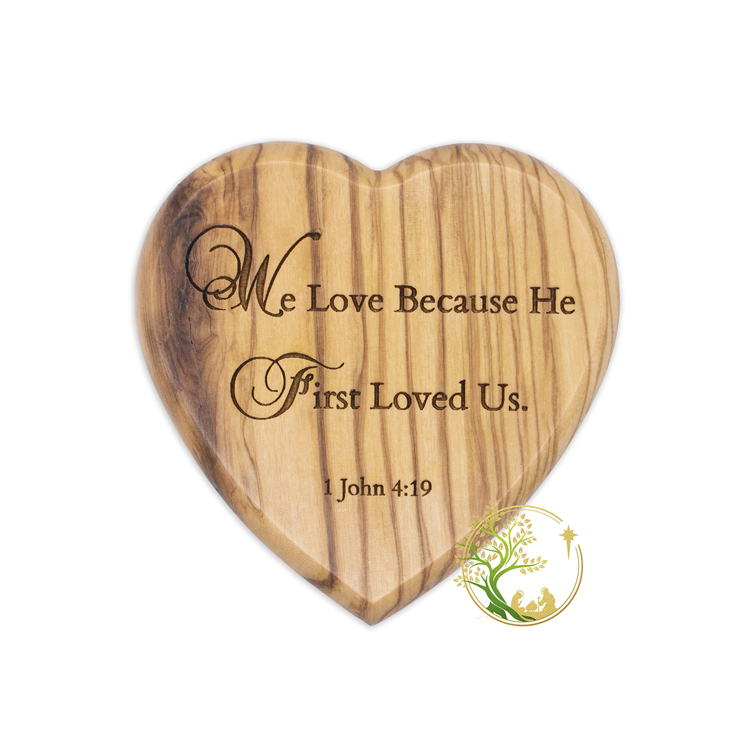 Heart-Shaped Wedding Ring Box - Olive Wood Keepsake for Ceremonies & Baptism
