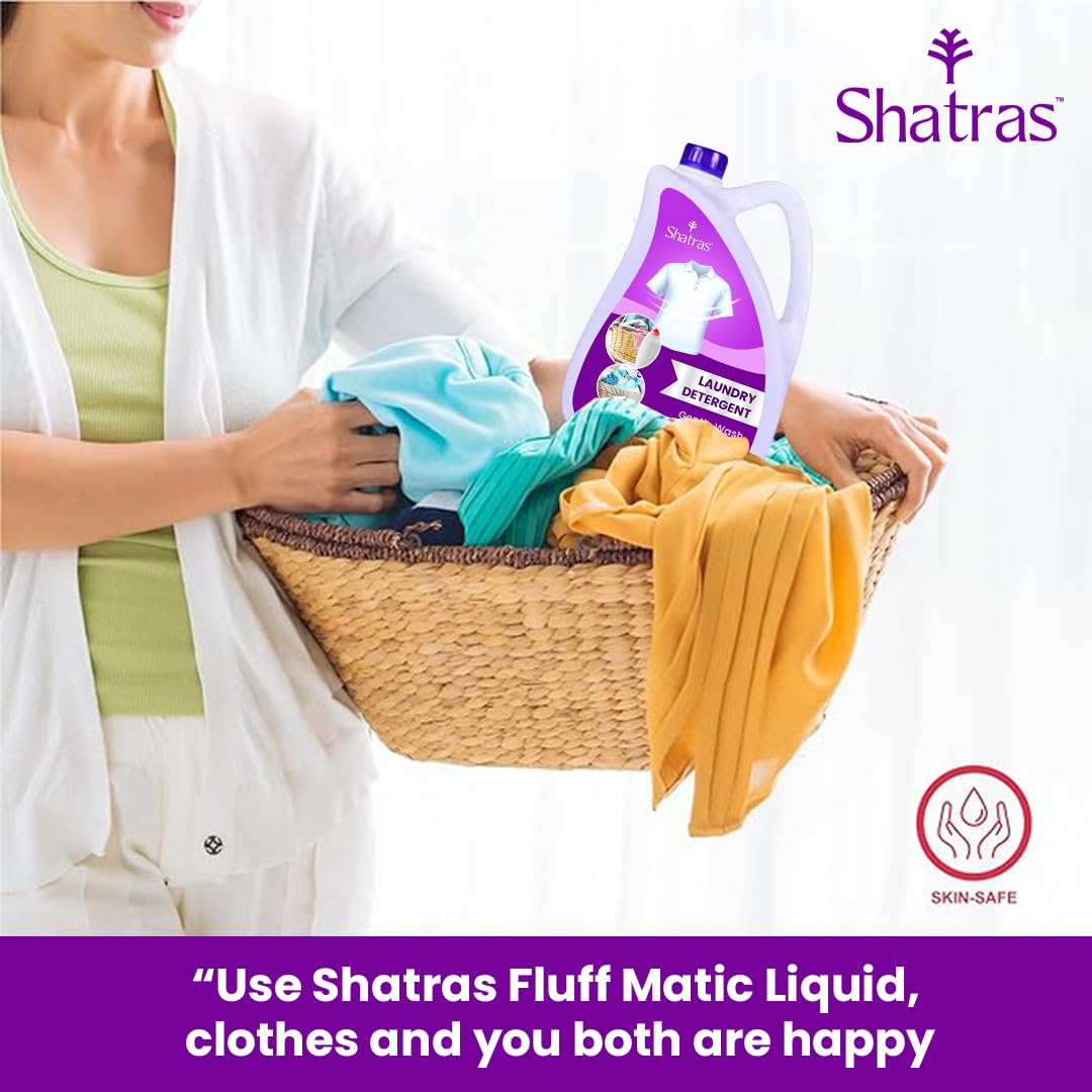 Shatras 5L Liquid Laundry Detergent - Concentrated Fabric Care for Top & Front Load Washers & Hand Washing | Gentle on Clothes, Tough on Stains | Perfect for Family Laundry, Travel & Delicate Garments