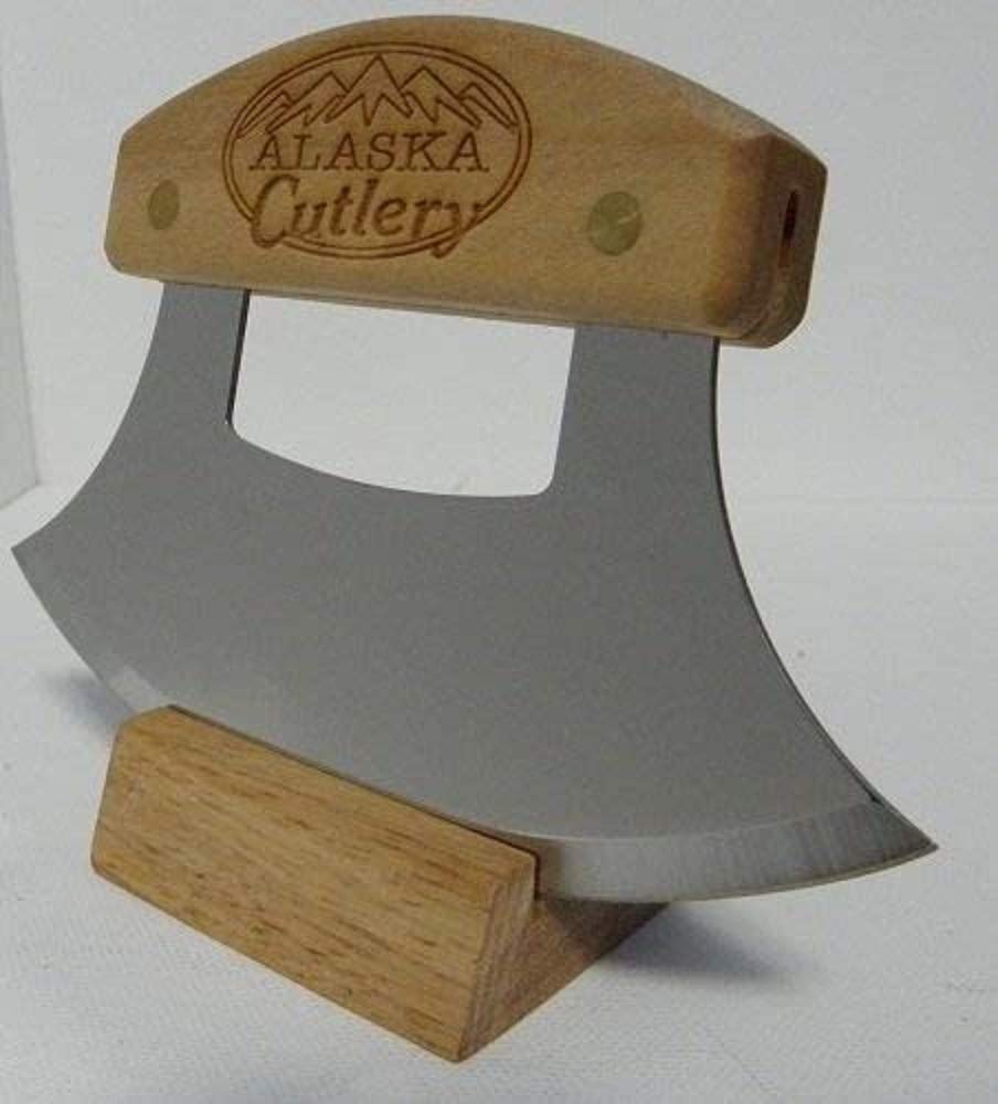 Premium Alaskan Ulu Knife Gift Set - Handcrafted Traditional Eskimo Cutting Tool with Wooden Handle - Perfect for Kitchen, Camping, and Outdoor Adventures