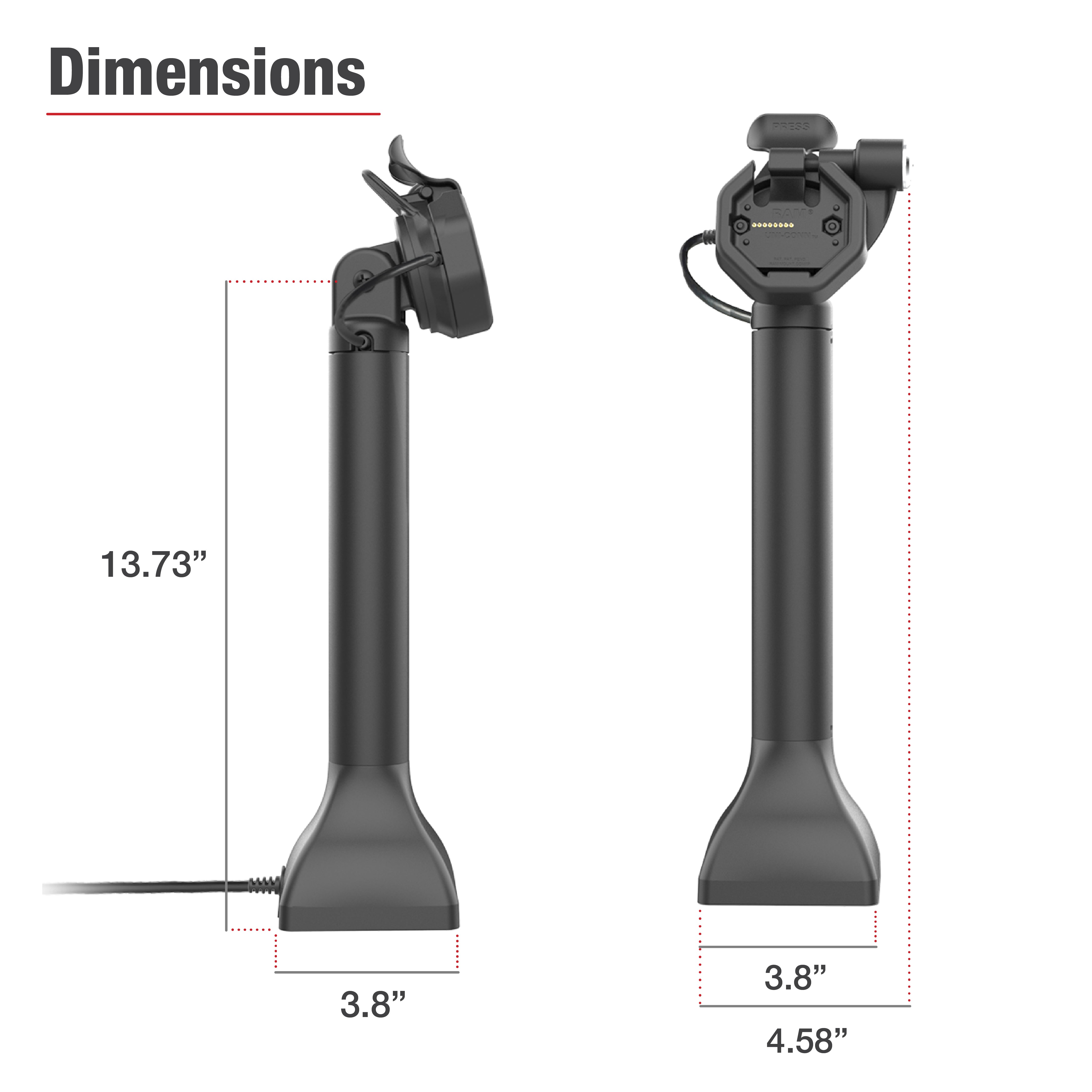 GDS® Uni Conn™ Powered 14 Locking Pedestal Dock with PoE - Secure Docking Station for Multiple Devices | Ideal for Office, Conference Rooms & Industrial Use (RAM GDS DOCKLR D11 14 U3E)