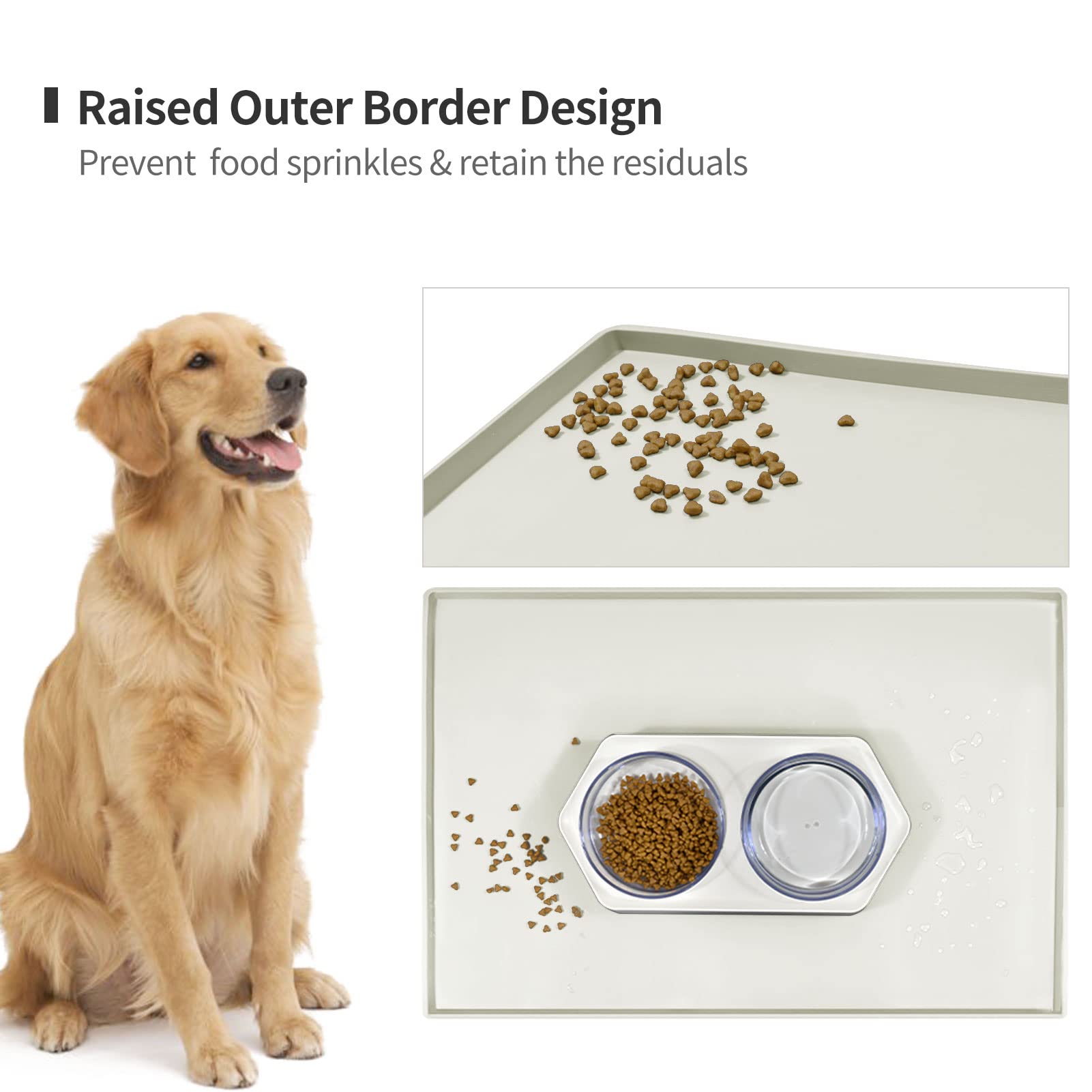 Premium Silicone Dog Food Mat - Waterproof, Non-Slip Pet Bowl Placemat with 1