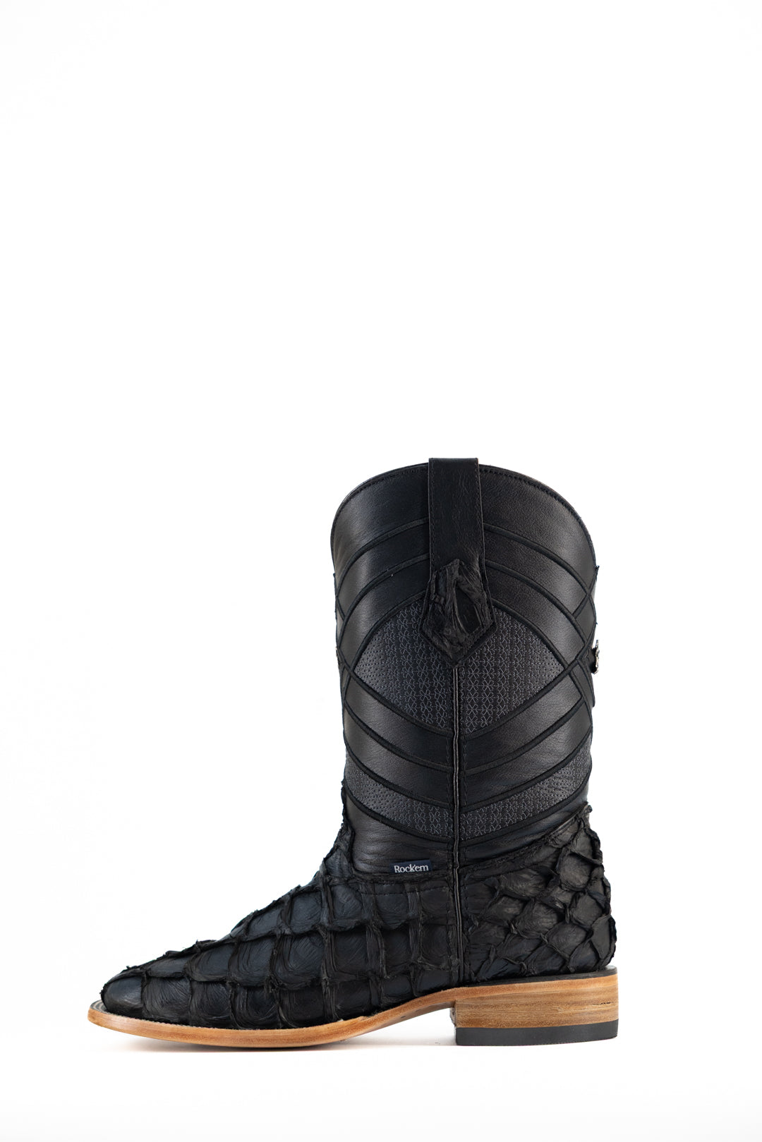 Prescott Pirarucu Exotic Leather Square Toe Cowboy Boots for Men - Western Riding, Country Dance & Outdoor Adventures