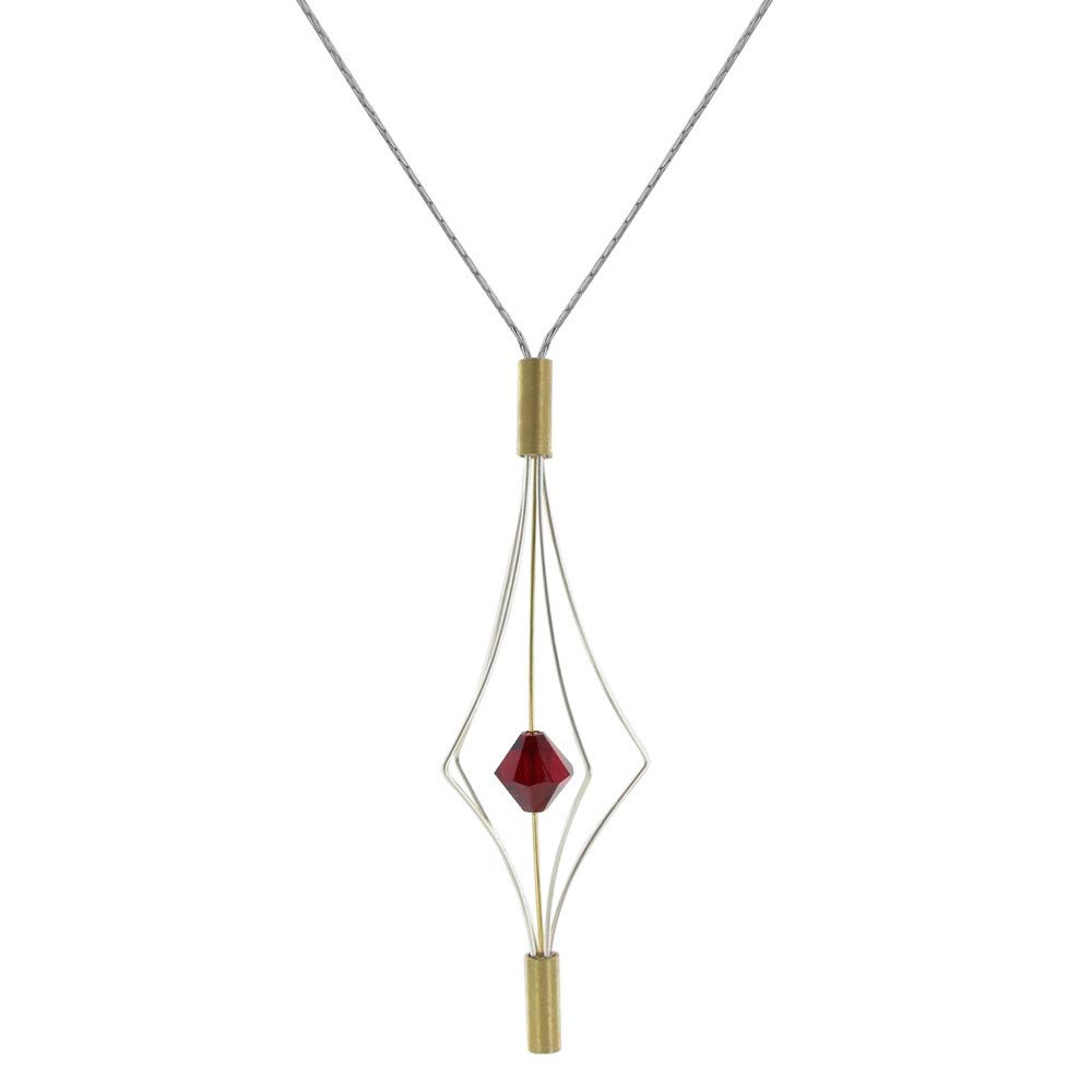 Les Poulettes Sterling Silver & Gold Plated Lantern Necklace with Swarovski Crystals - Elegant Large Pendant for Women - Perfect for Parties, Weddings & Evening Events