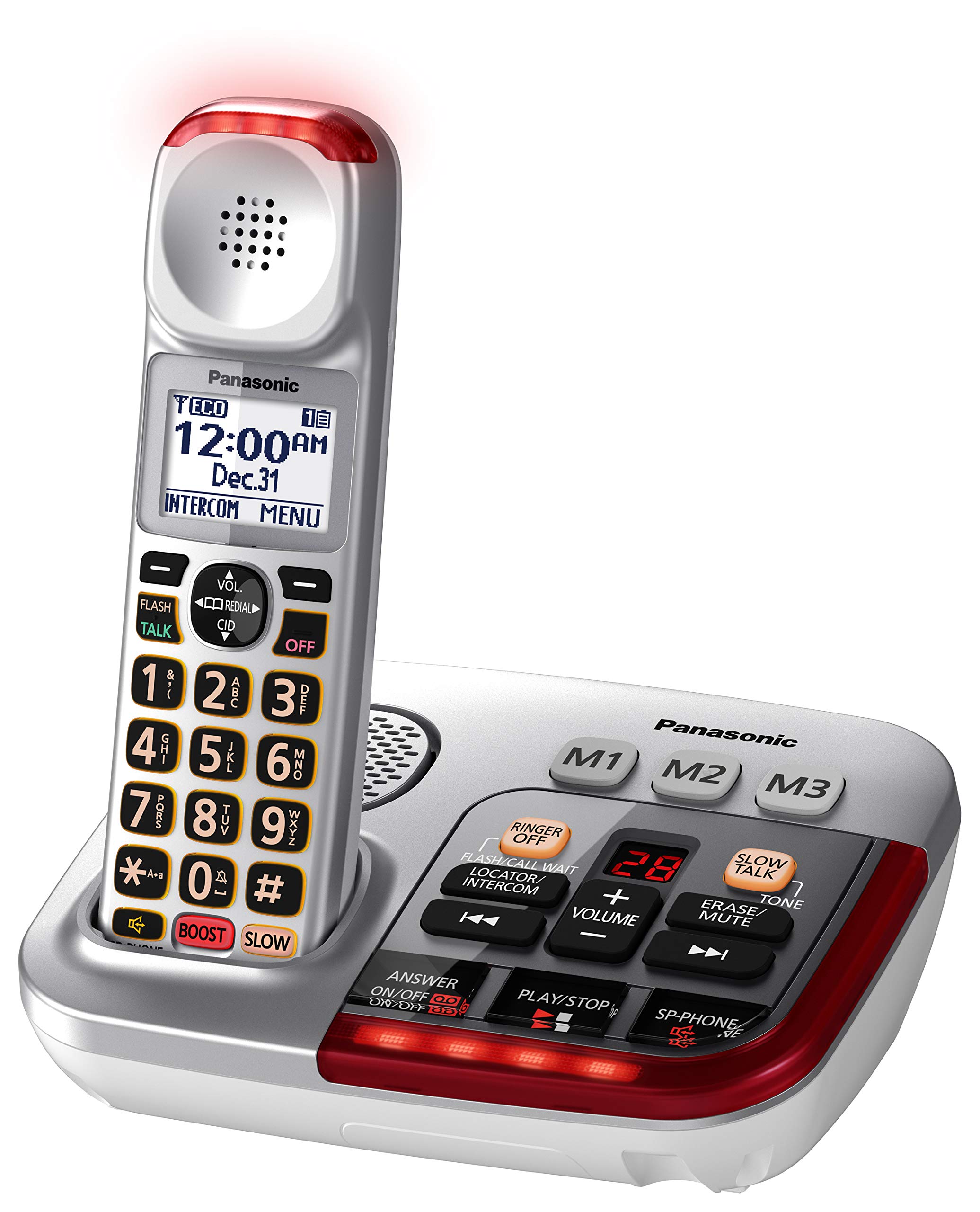 Panasonic KX-TGM490CS Silver Amplified Cordless Phone with Answering Machine, Call Blocking & Talking Caller ID - 1 Handset - Ideal for Home, Office & Elderly Users with Hearing Needs